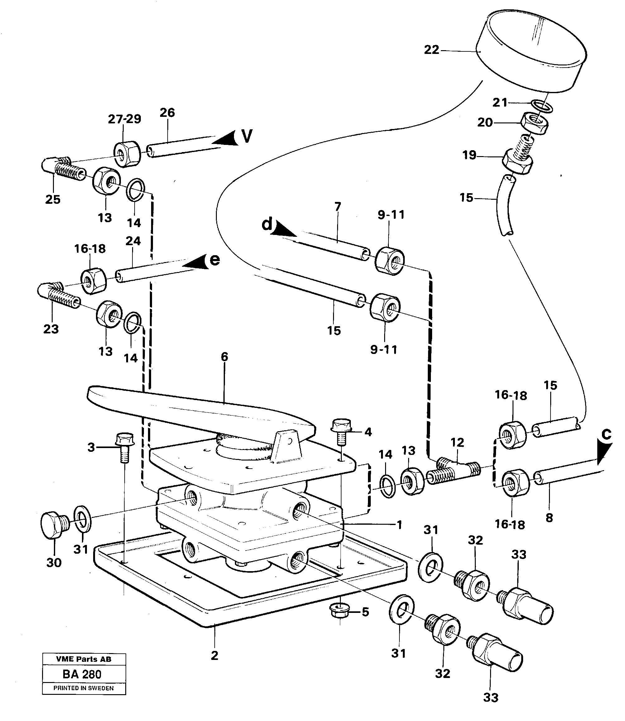 Footbrake valve with mountings — volvo parts diagram