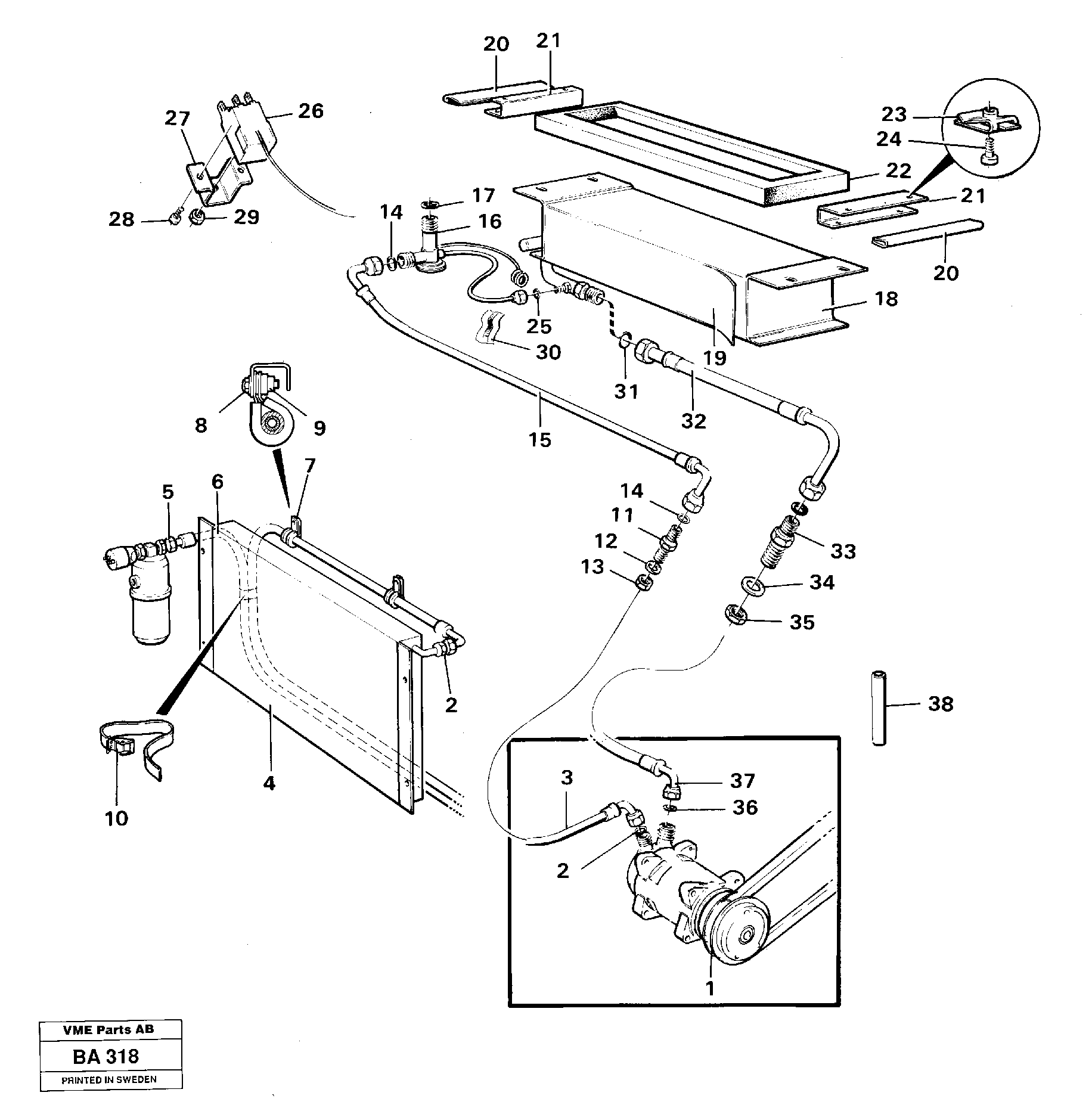 Air-conditioning evaporator  91080 — volvo parts diagram
