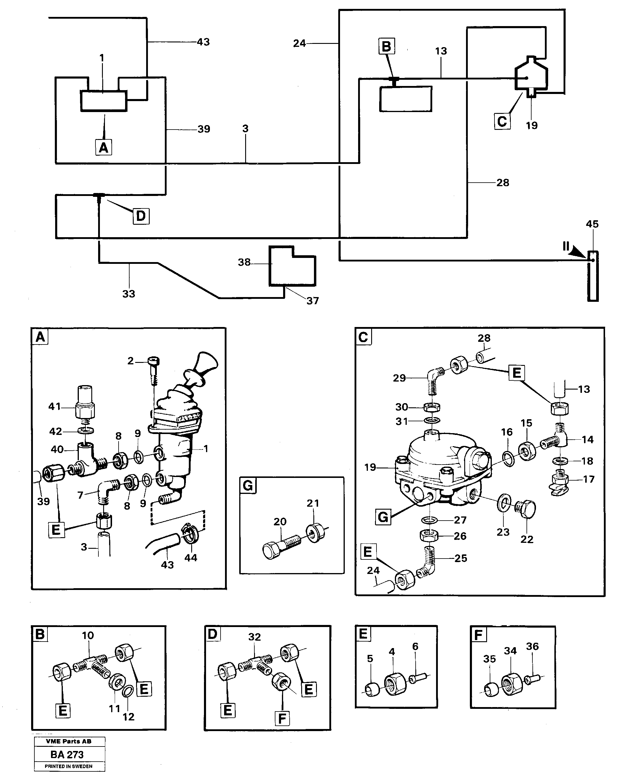 Pneumatic system parking brake, tractor  SER NO - 1118 — volvo parts diagram