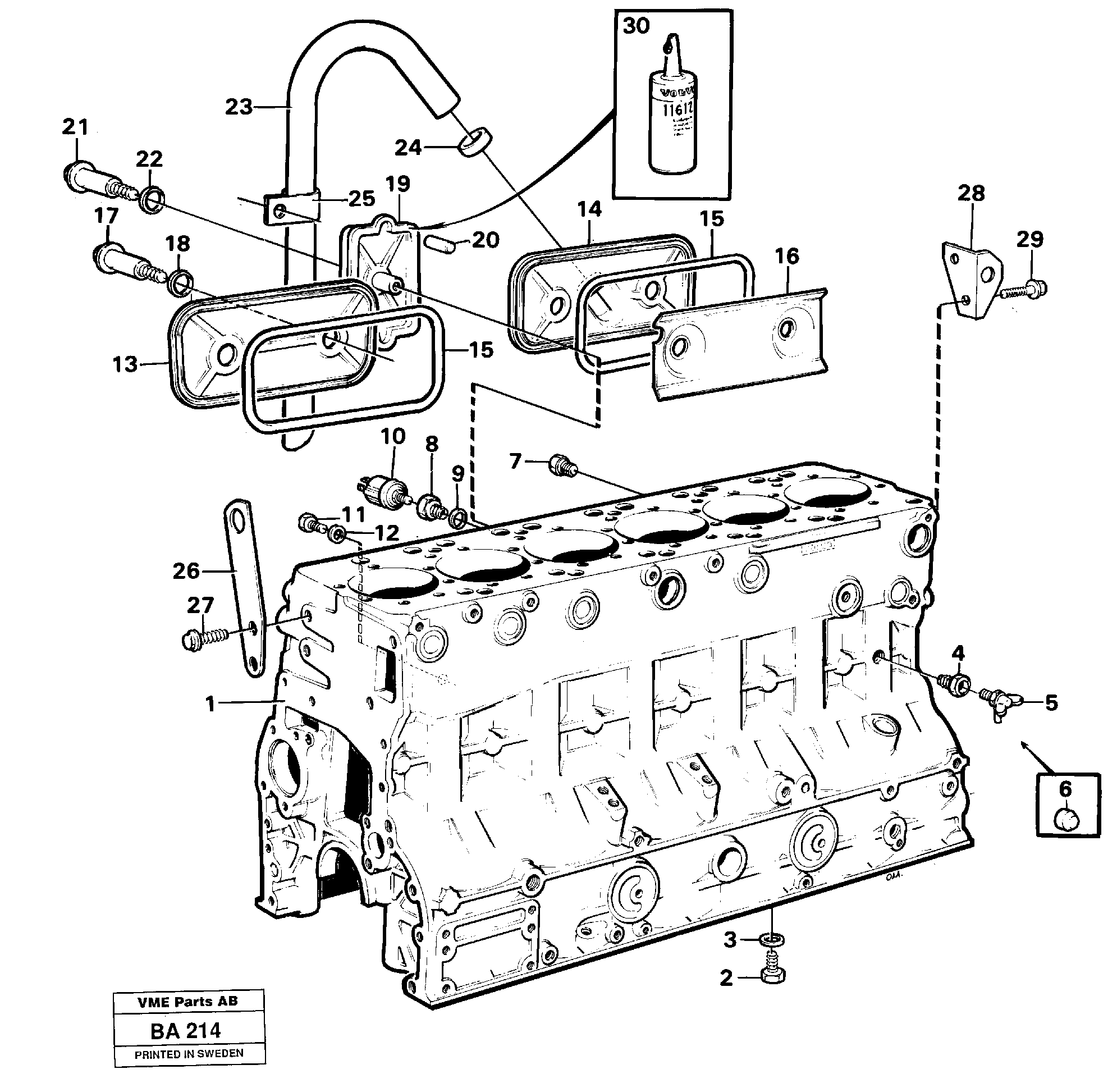 Cylinder-block with fitting parts — volvo parts diagram