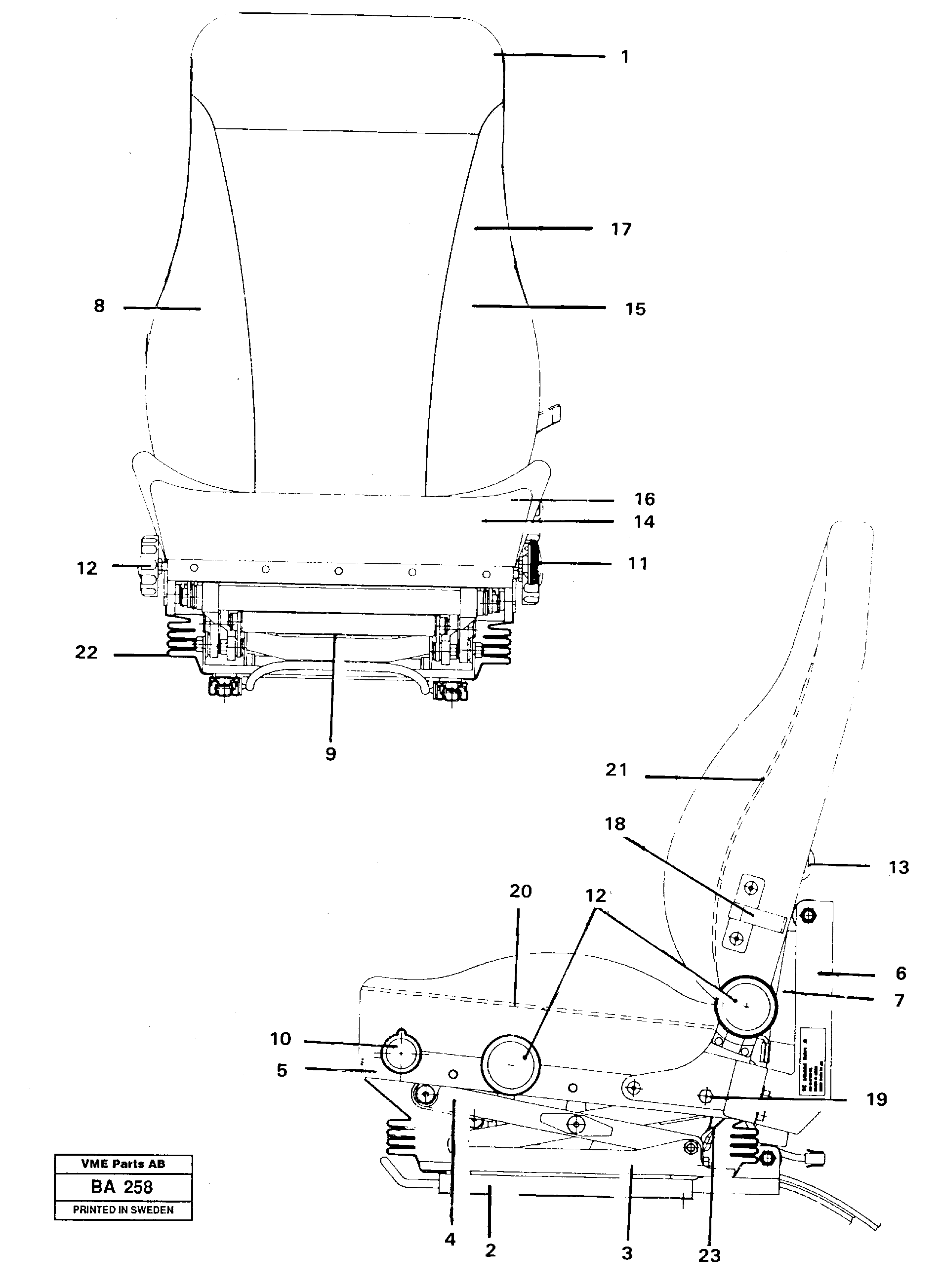 Operator's seat  92174 — volvo parts diagram