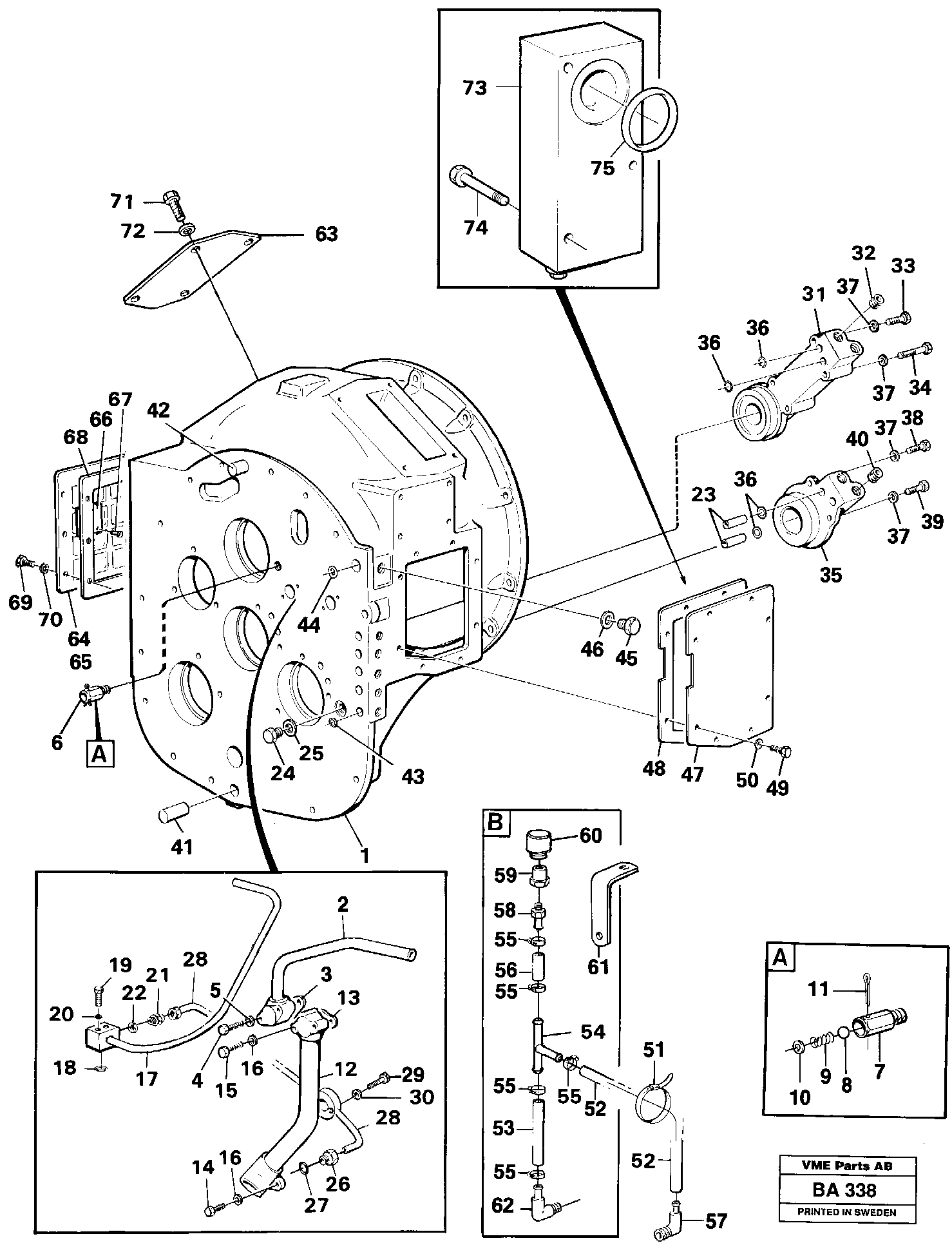 Converter housing with assembly parts  30881 — volvo parts diagram