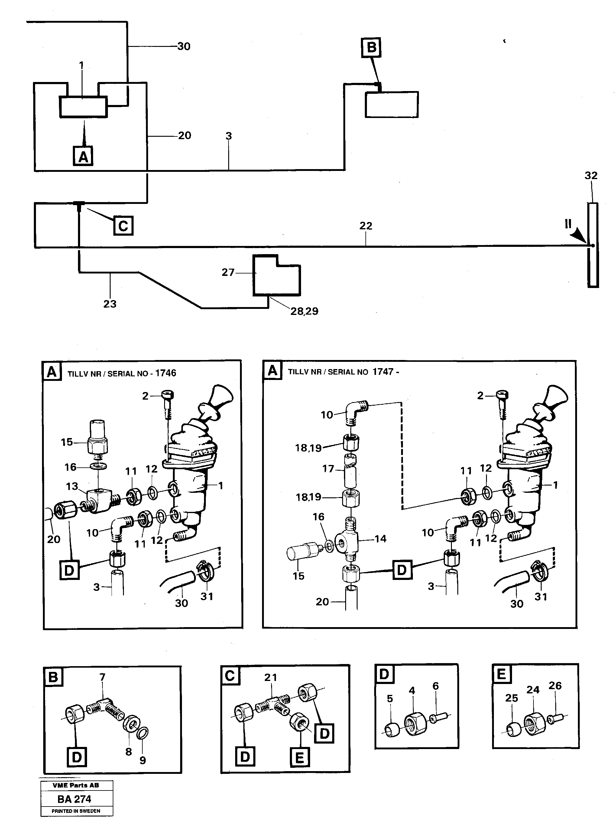 Pneumatic system: parking brake, tractor  SER NO 1119 - — volvo parts diagram