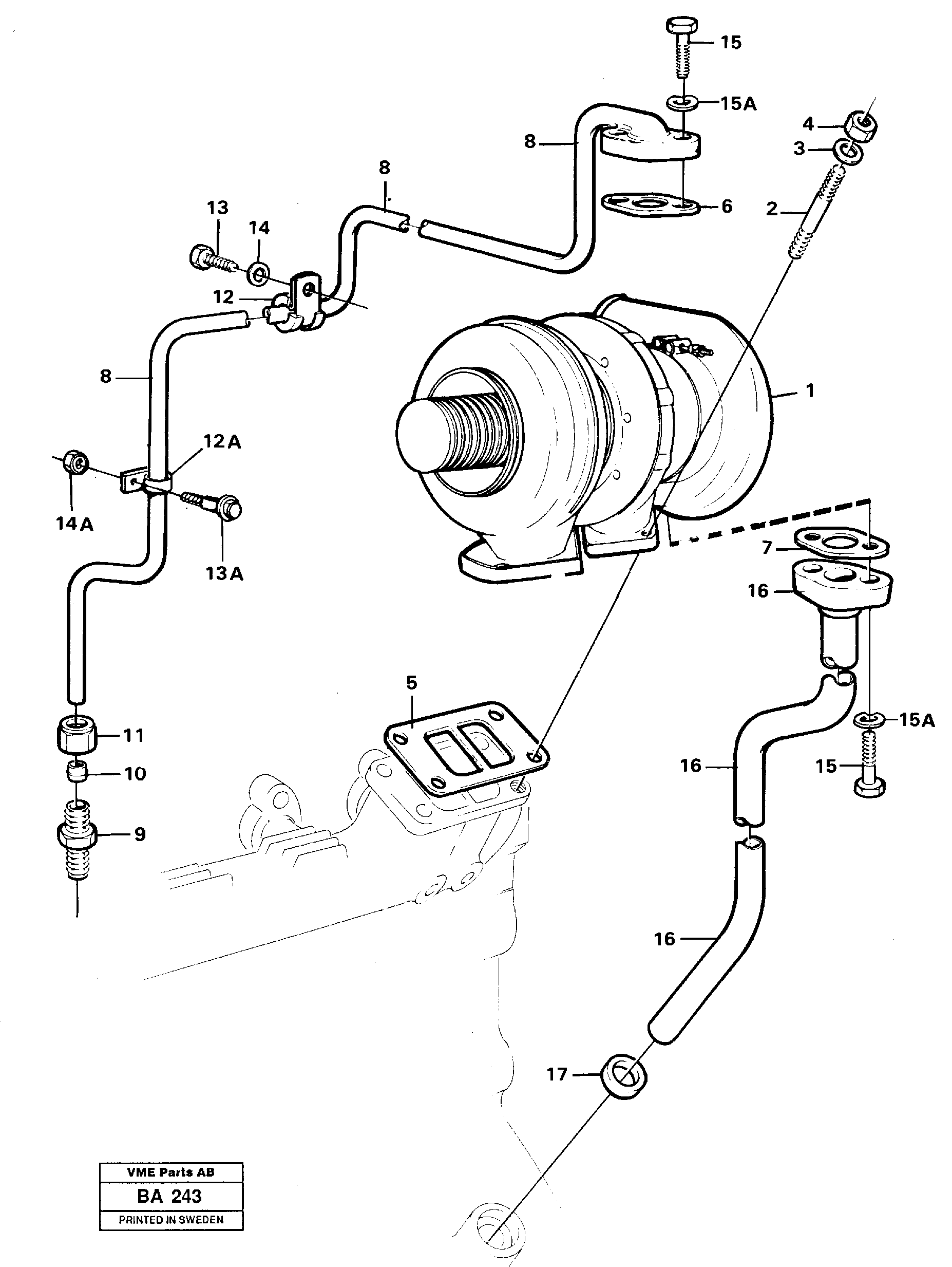 Turbocharger with fitting parts — volvo parts diagram