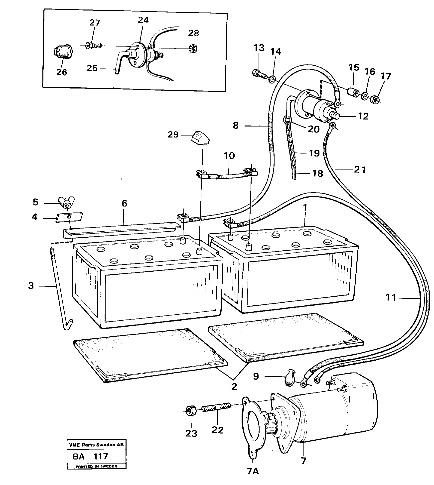 Battery with assembling details — volvo parts diagram