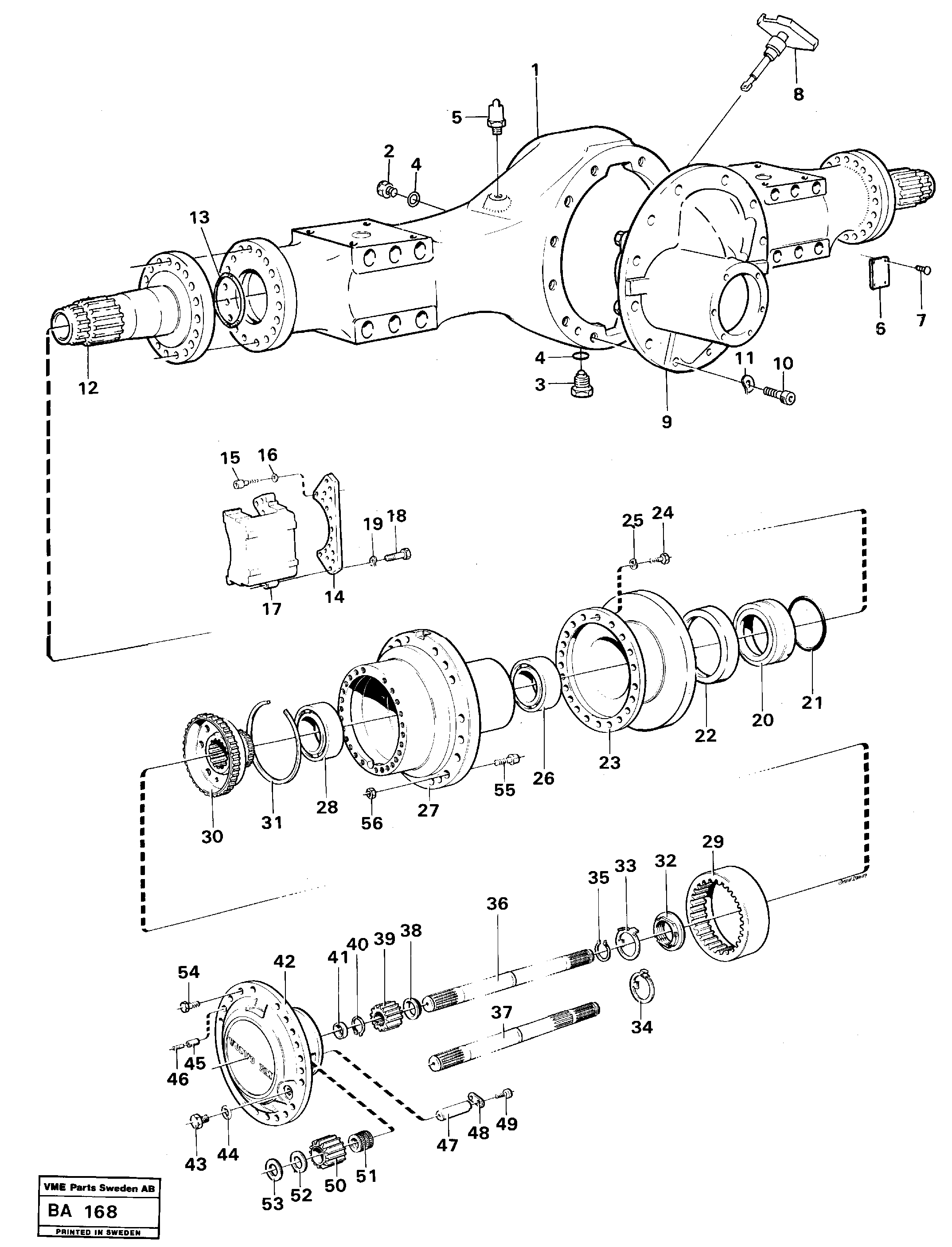 Planet shaft rear Ah 54r; Prod Nr 23718  6 x 4, SER NO 1774 - — volvo parts diagram
