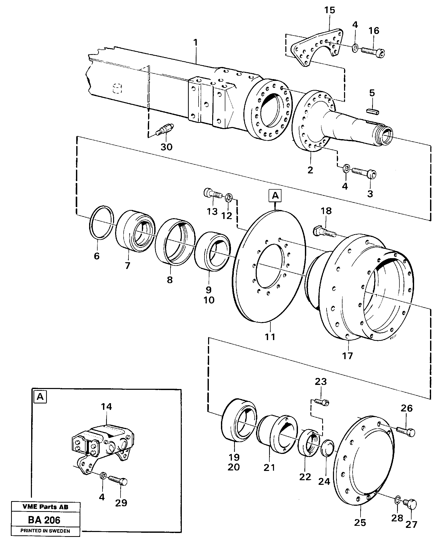 Bogie wheel axle  PROD NO 23551, TA 54B, 6 x 4, SER NO - 1462 — volvo parts diagram