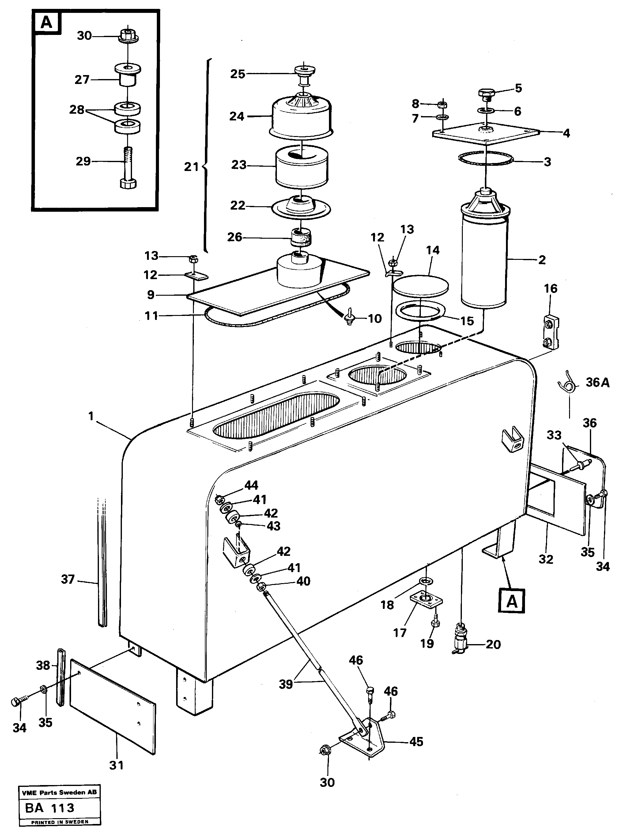 Hydraulic oil tank — volvo parts diagram