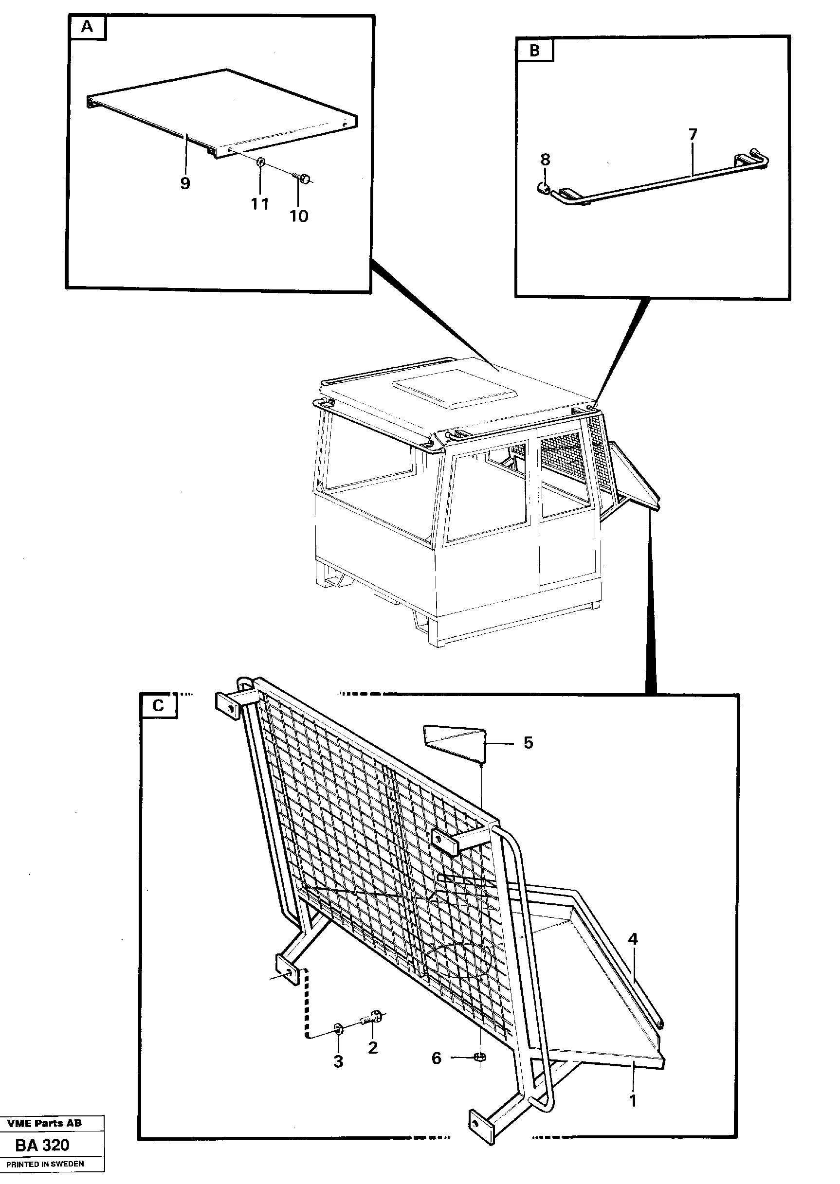 Protecting roof, protecting grating — volvo parts diagram
