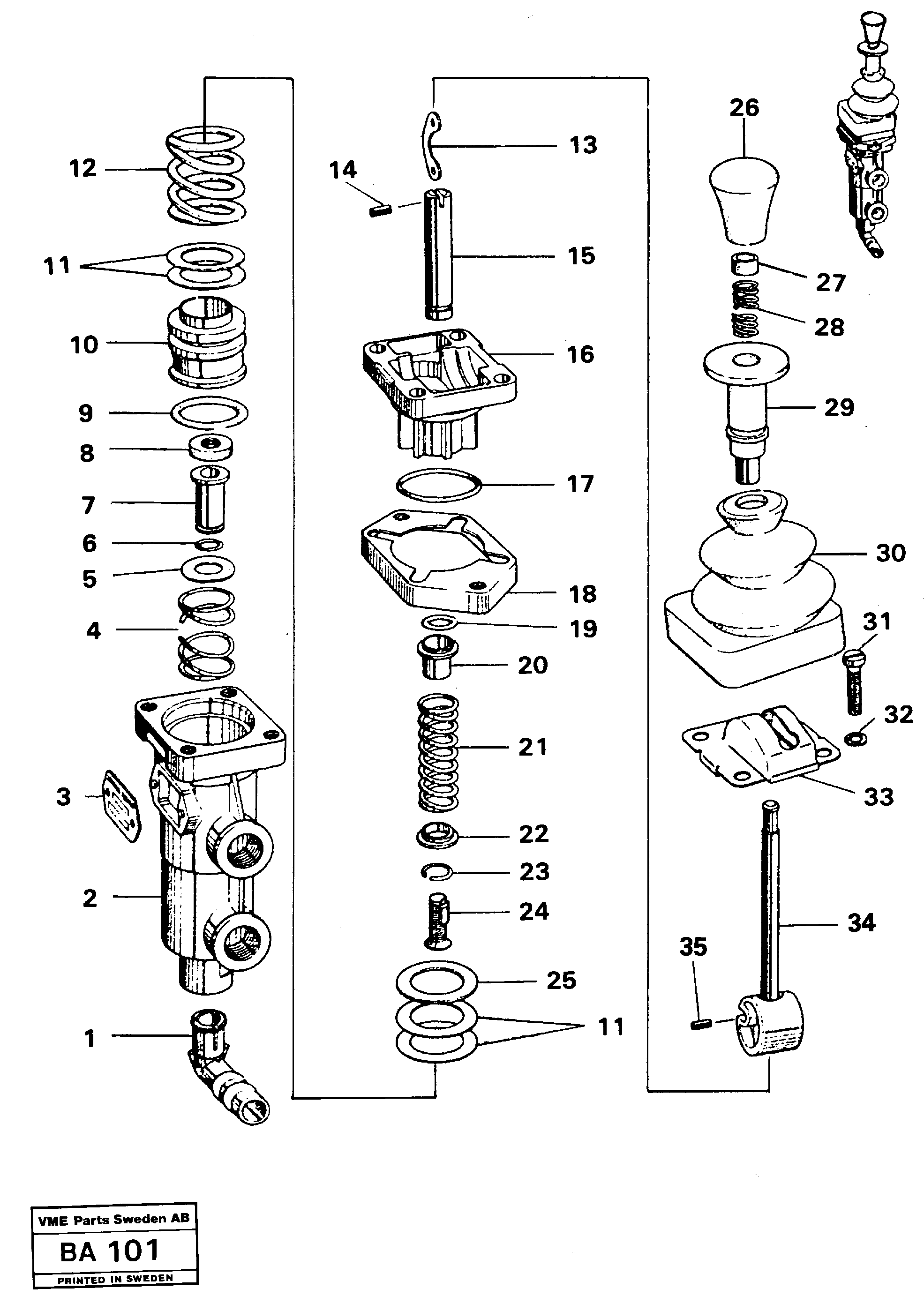 Parking brake valve — volvo parts diagram