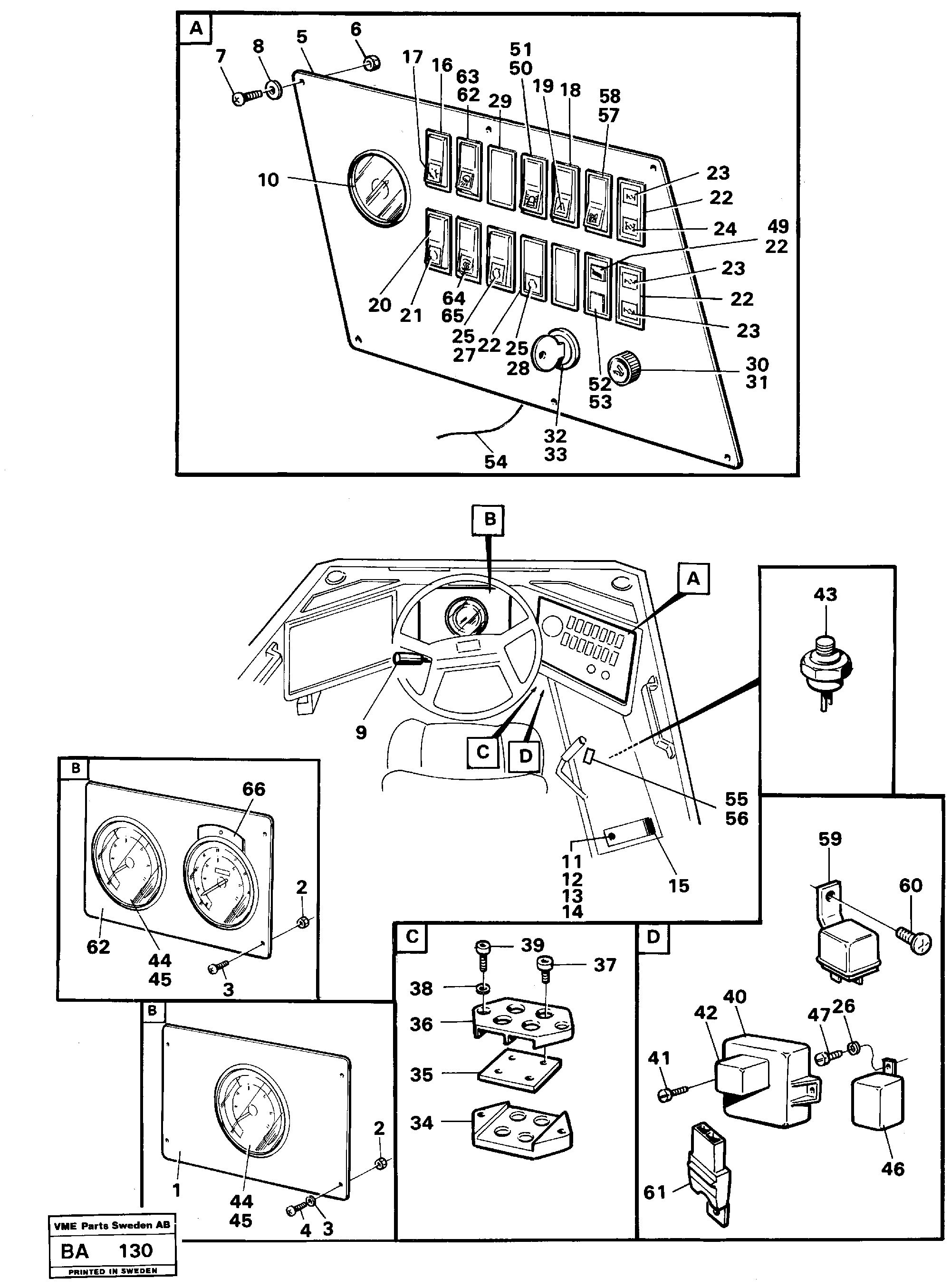 Instrument panel — volvo parts diagram