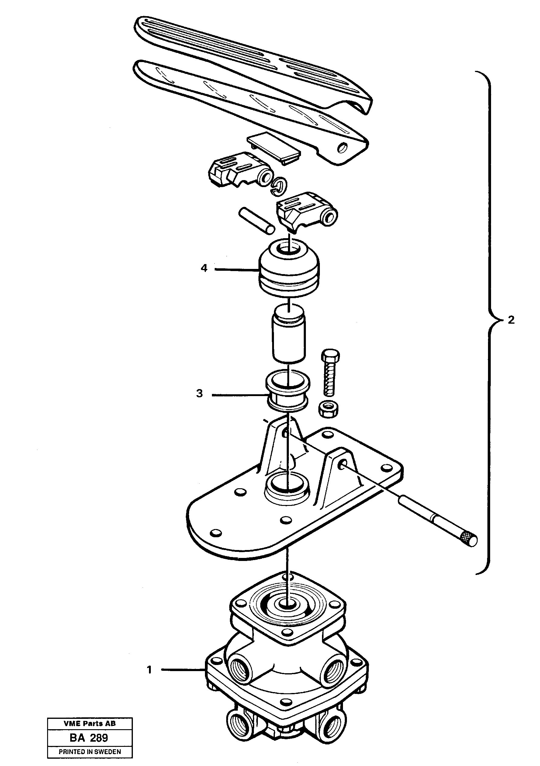 Footbrake valve  SER NO 1111 - — volvo parts diagram