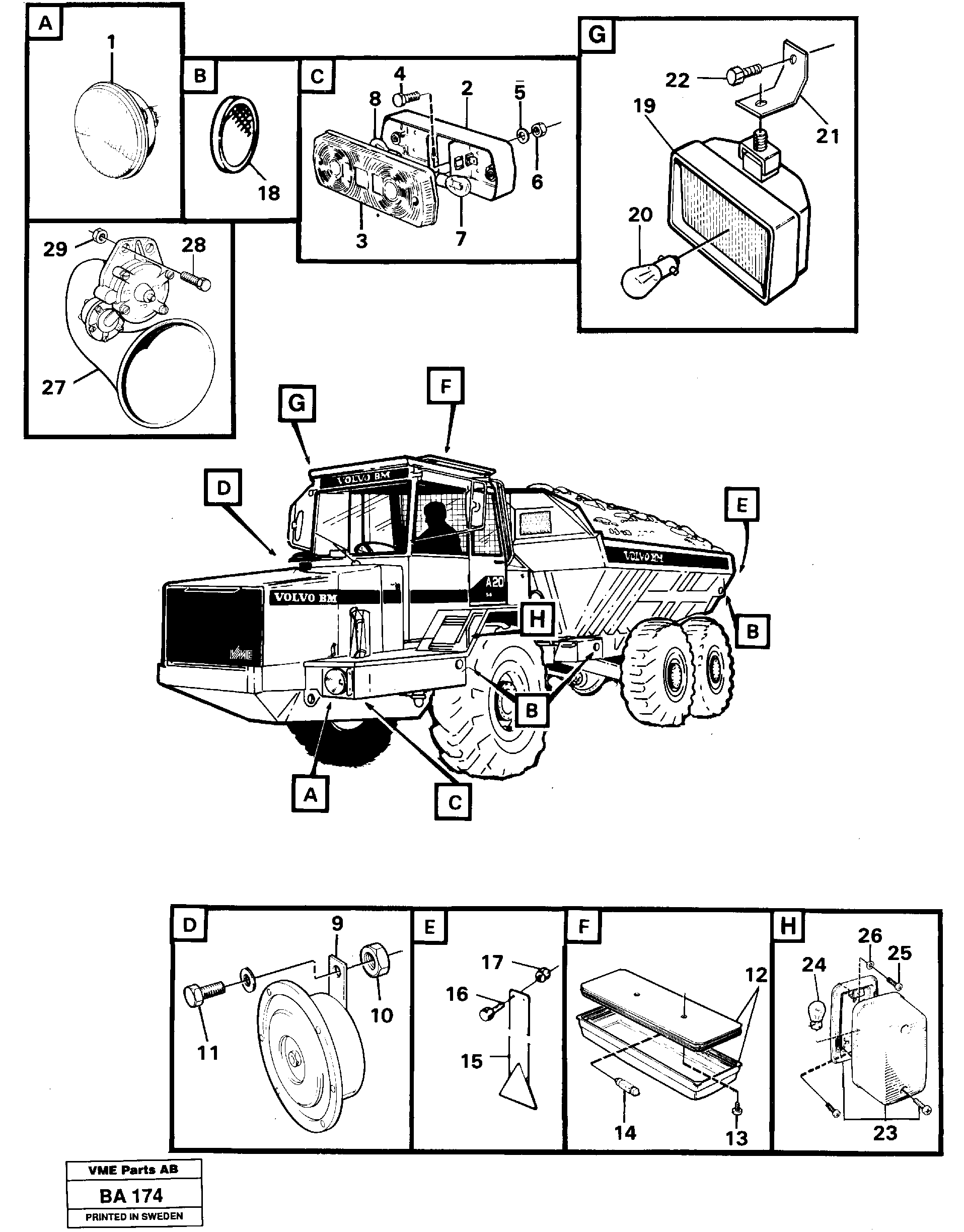 Lighting,tractor — volvo parts diagram