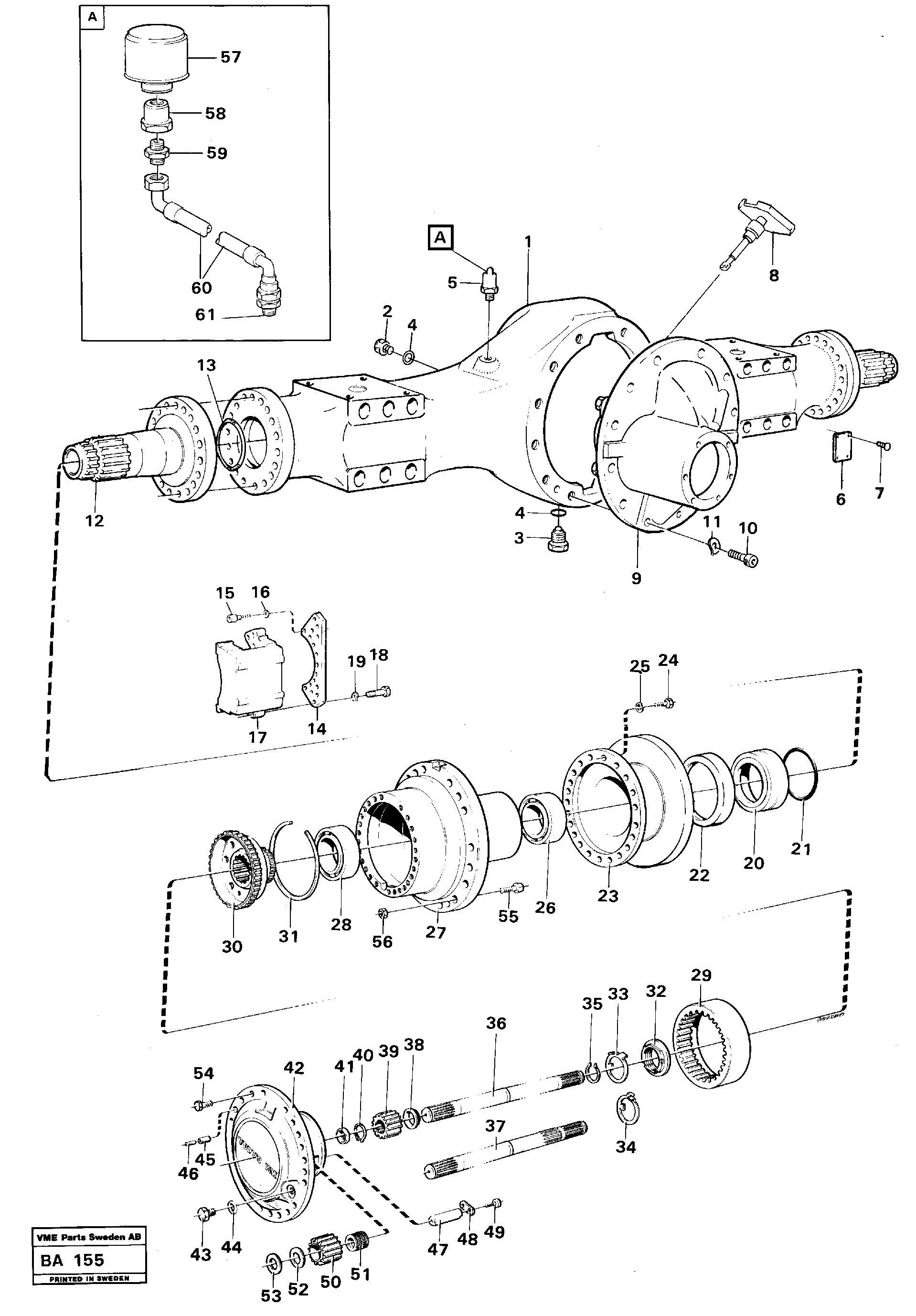 Planet shaft  PROD NO 23717, AH 54Q, 6 x 6, SER NO 1774 - — volvo parts diagram