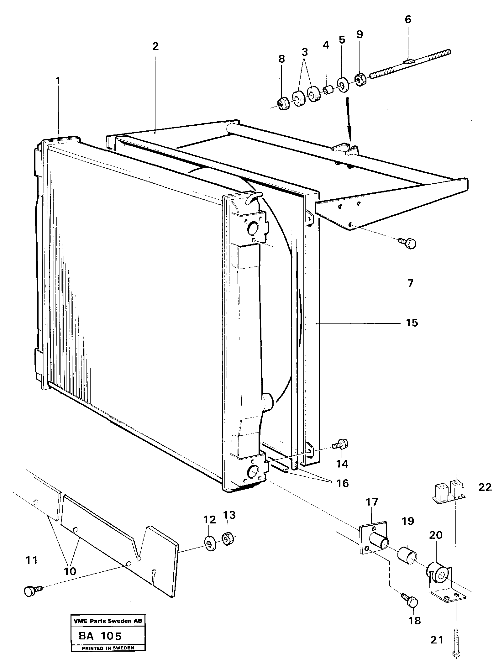 Radiator, fitting  SER NO 2089 - — volvo parts diagram
