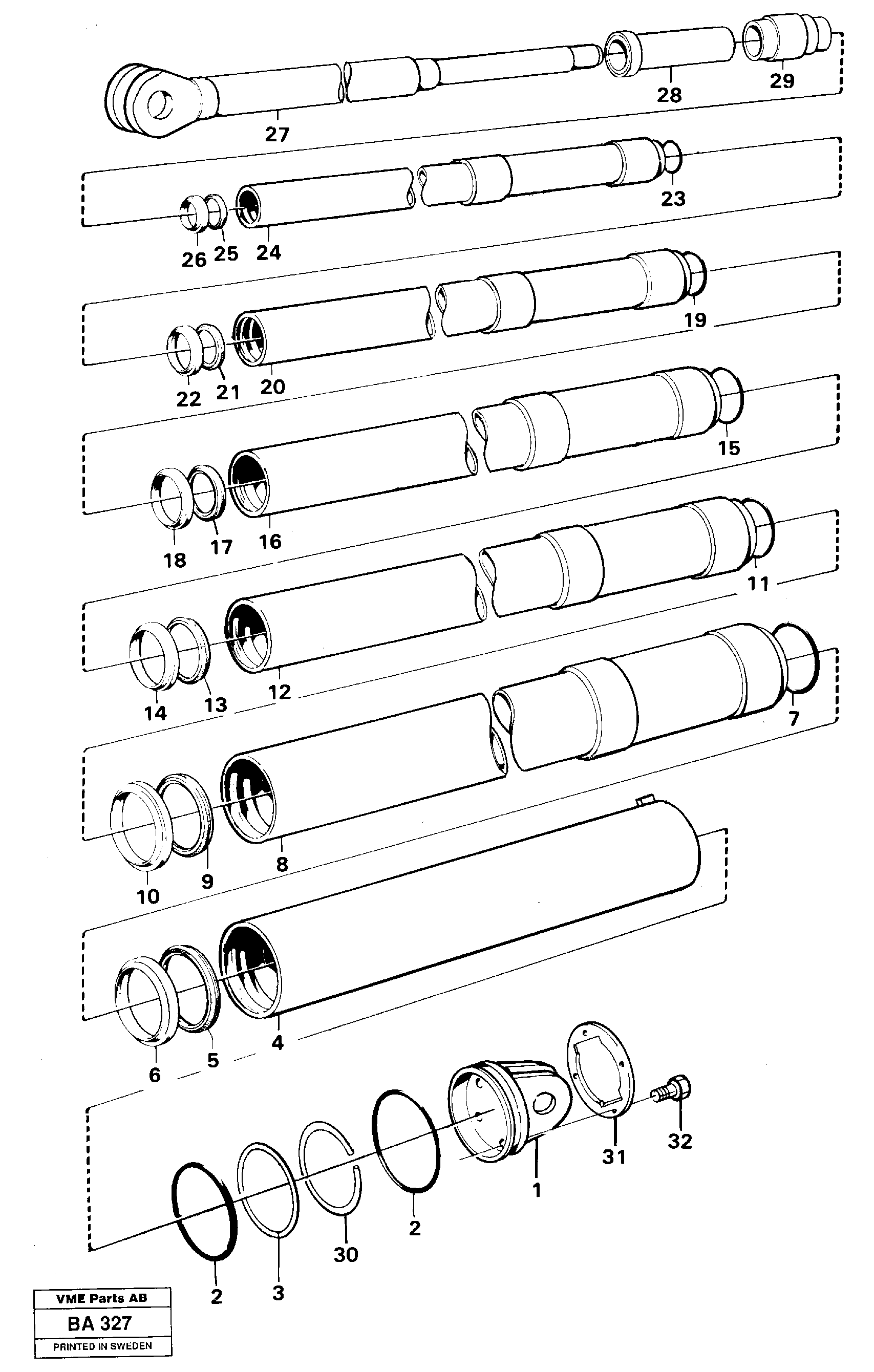 Hoist cylinder Ser No 1127 - 1532 — volvo parts diagram