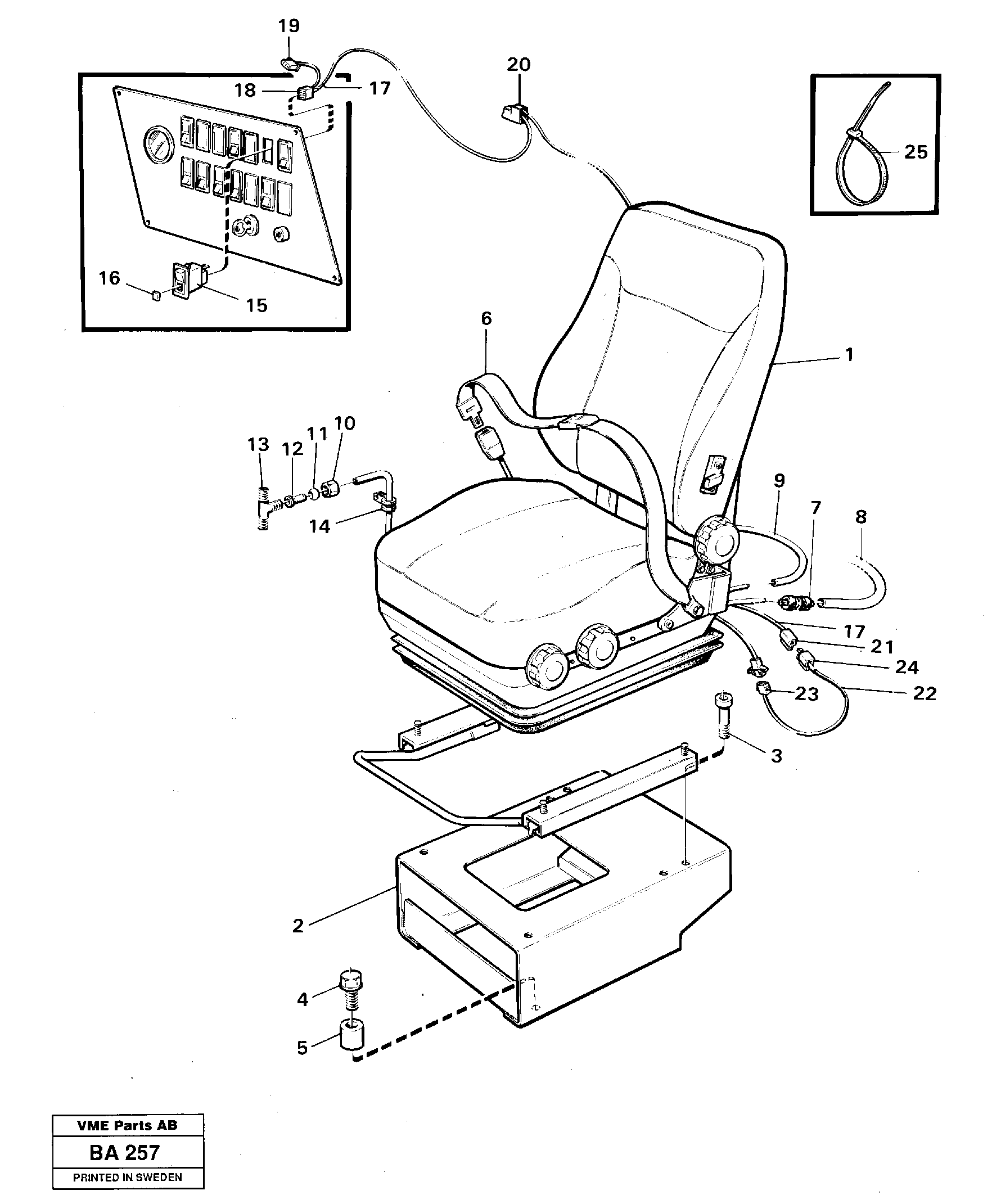 Operator's seat, air suspensioned and heated  92174 — volvo parts diagram