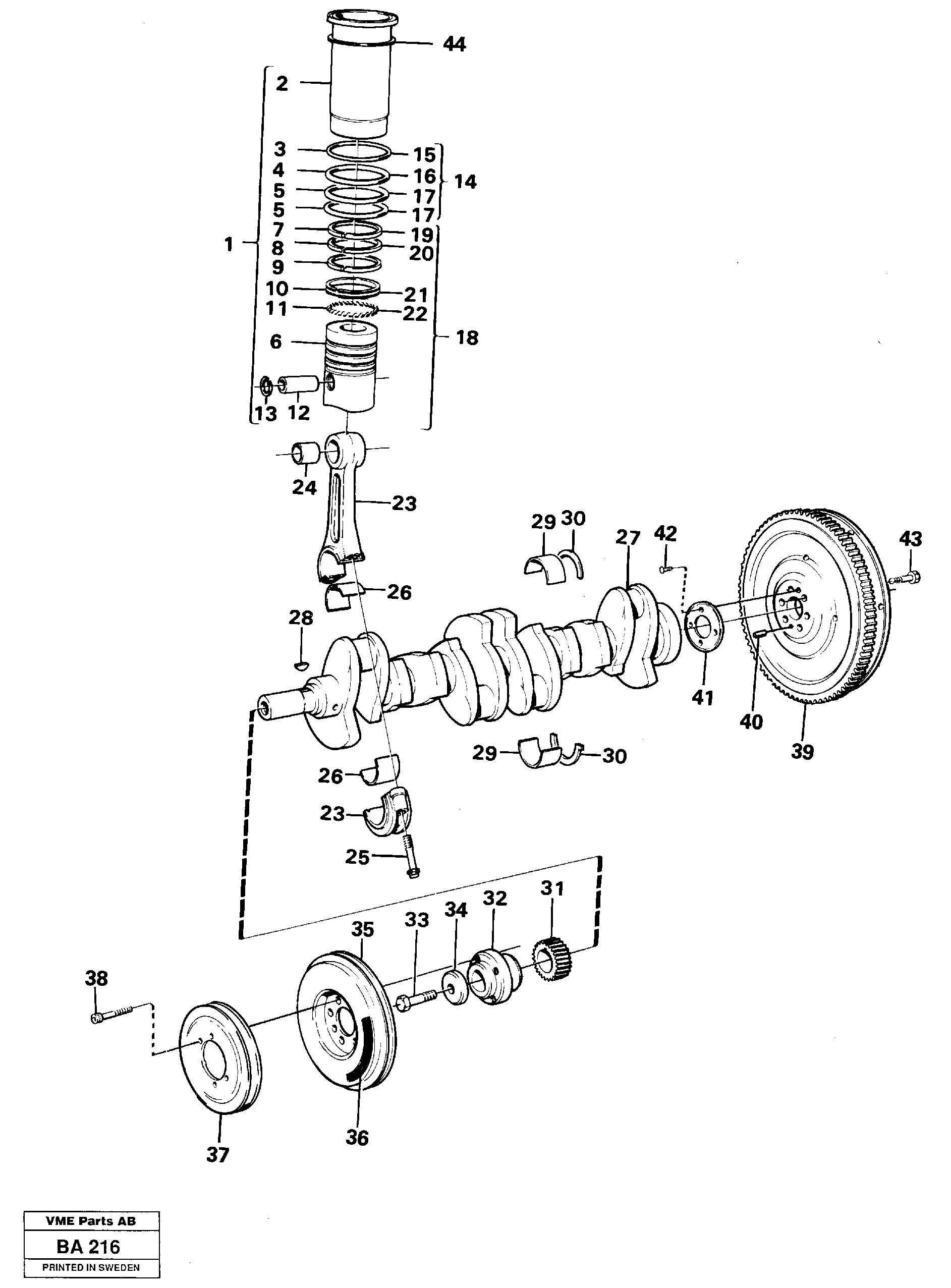 Crankshaft and related parts — volvo parts diagram