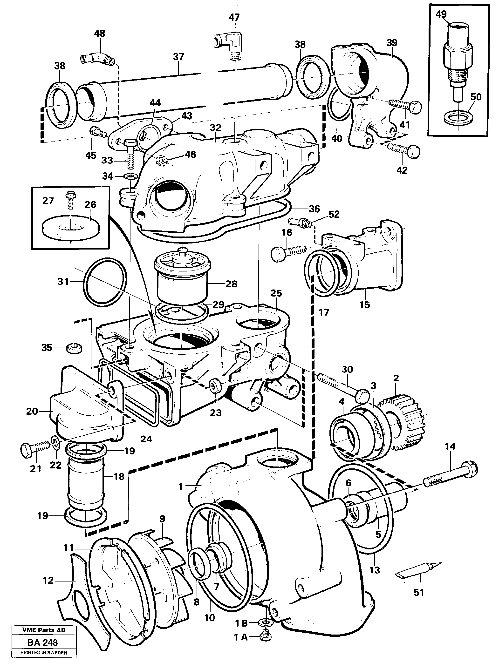 Water pump and thermostat housing — volvo parts diagram