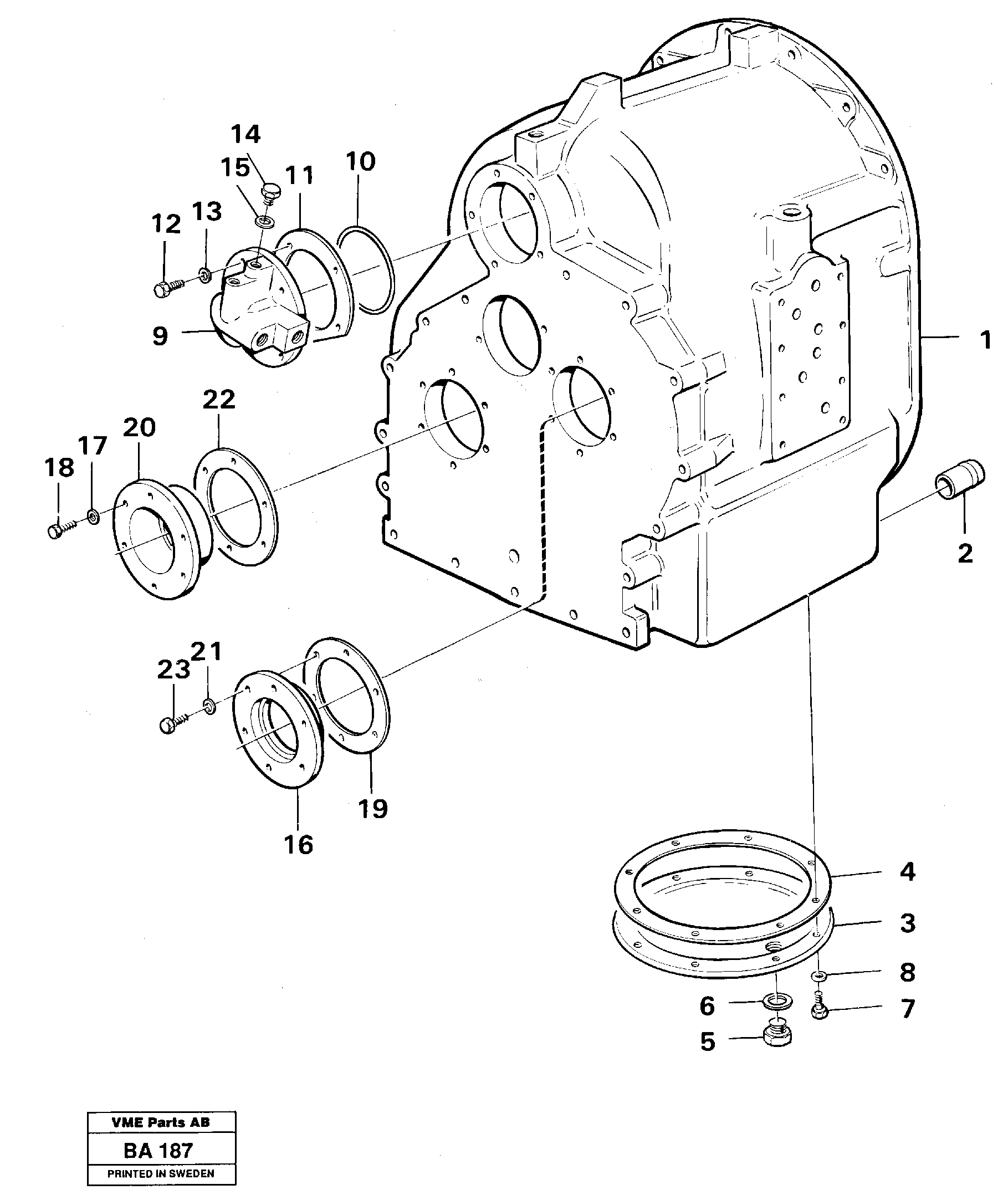 Clutch housing with fitting parts  30842 — volvo parts diagram