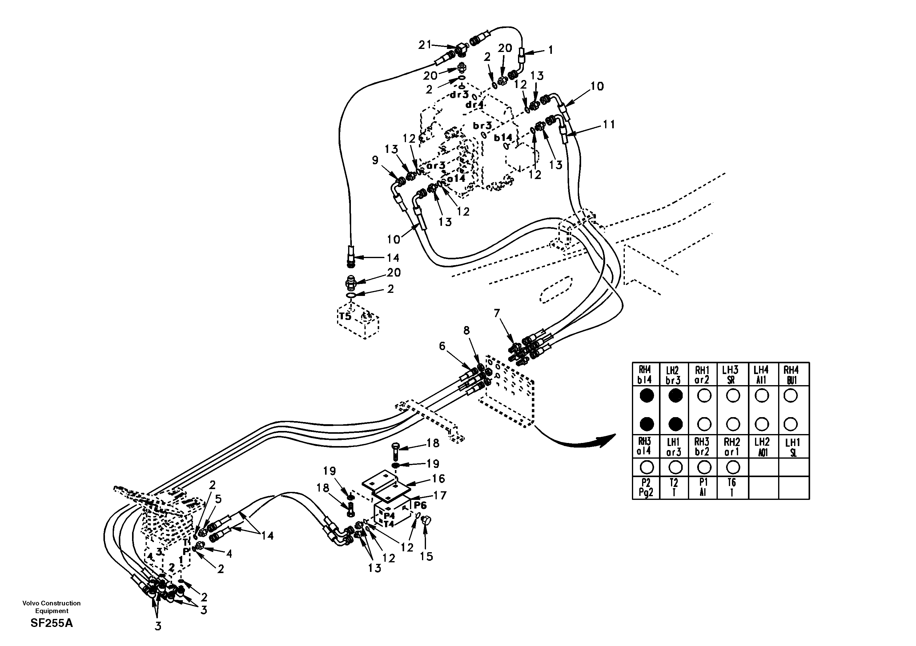 Servo system, control valve to remote control valve pedal — volvo parts diagram