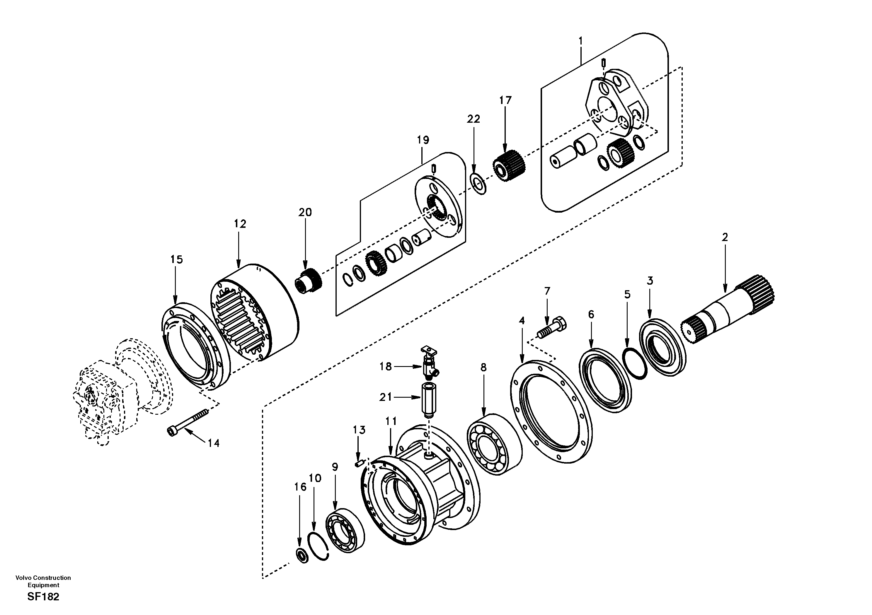 Swing gearbox — volvo parts diagram
