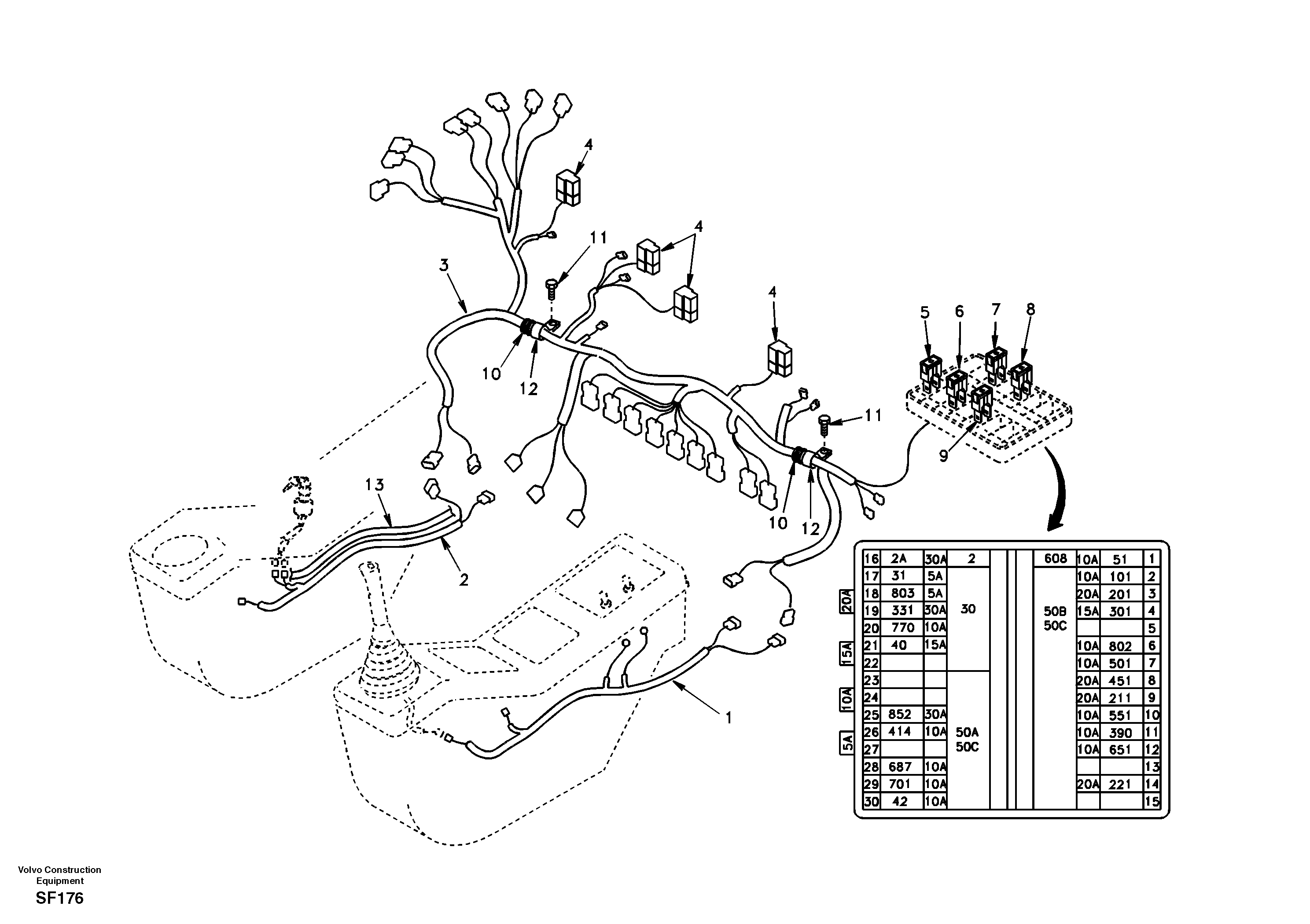 Cable and wire harness, instrument panel — volvo parts diagram