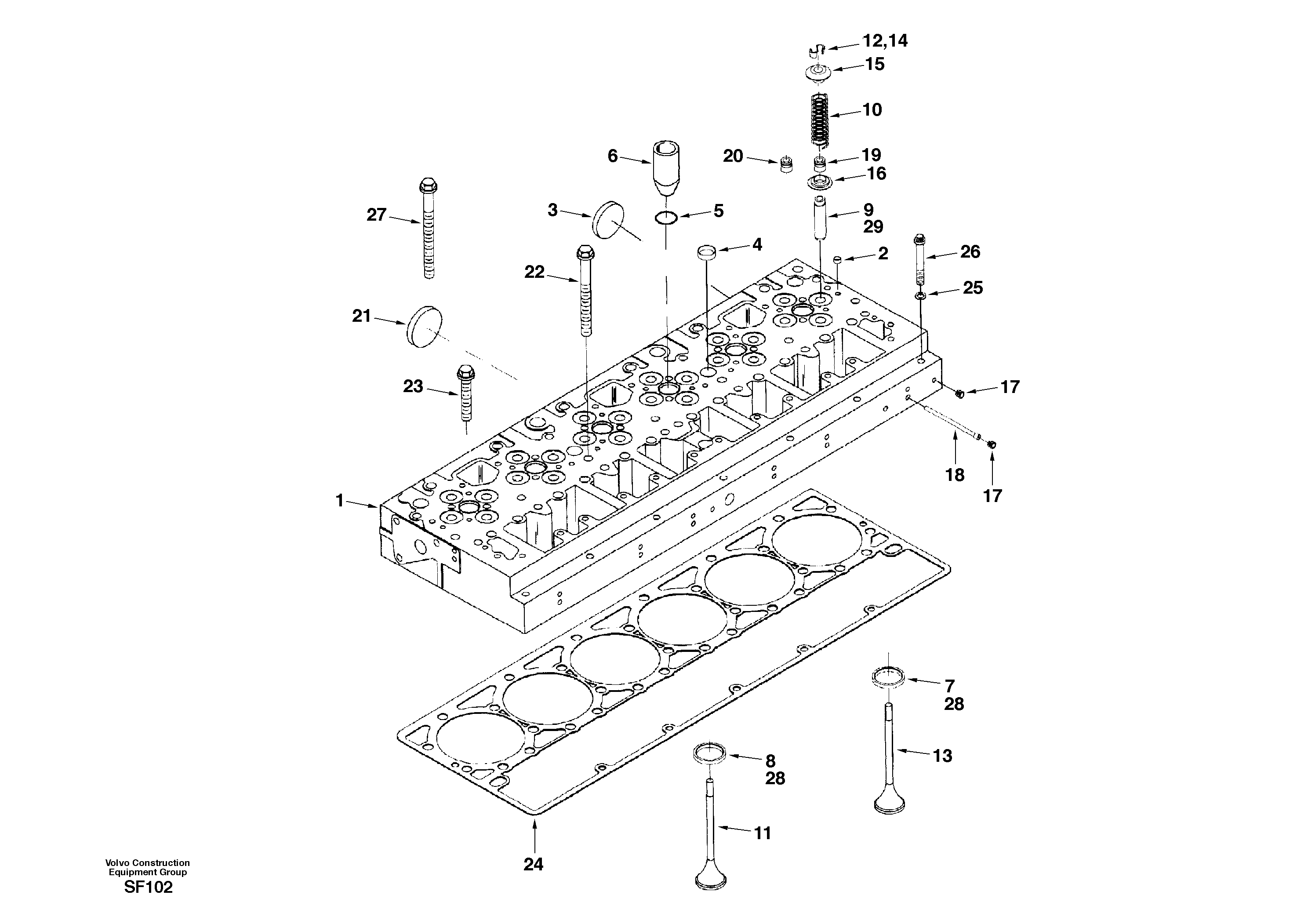 Cylinder head — volvo parts diagram