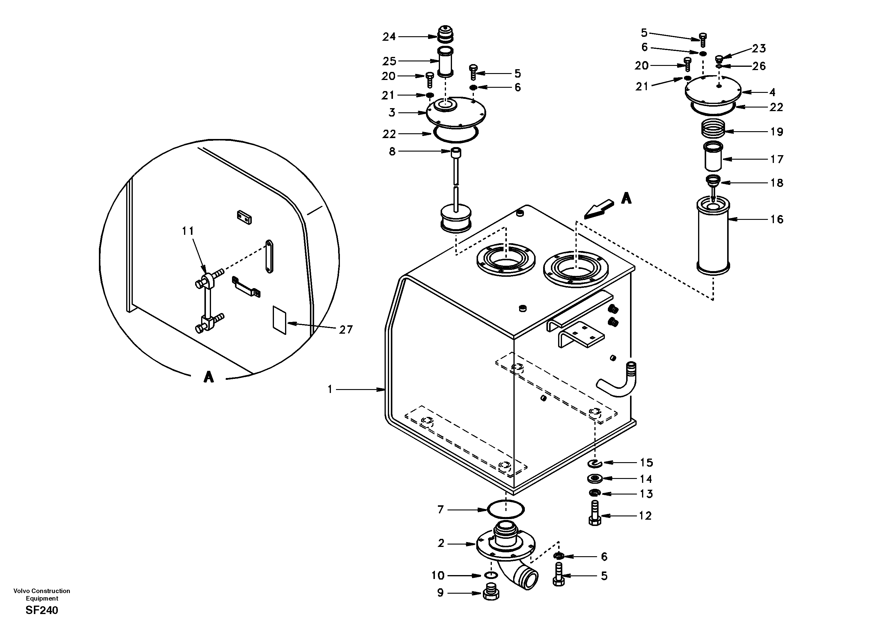 Hydraulic oil tank — volvo parts diagram