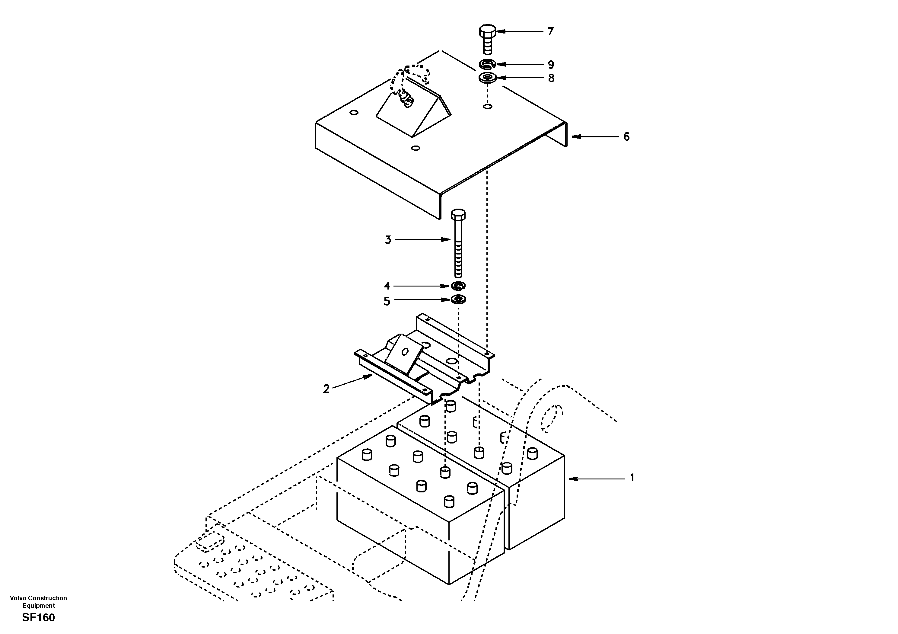 Battery with assembling details — volvo parts diagram