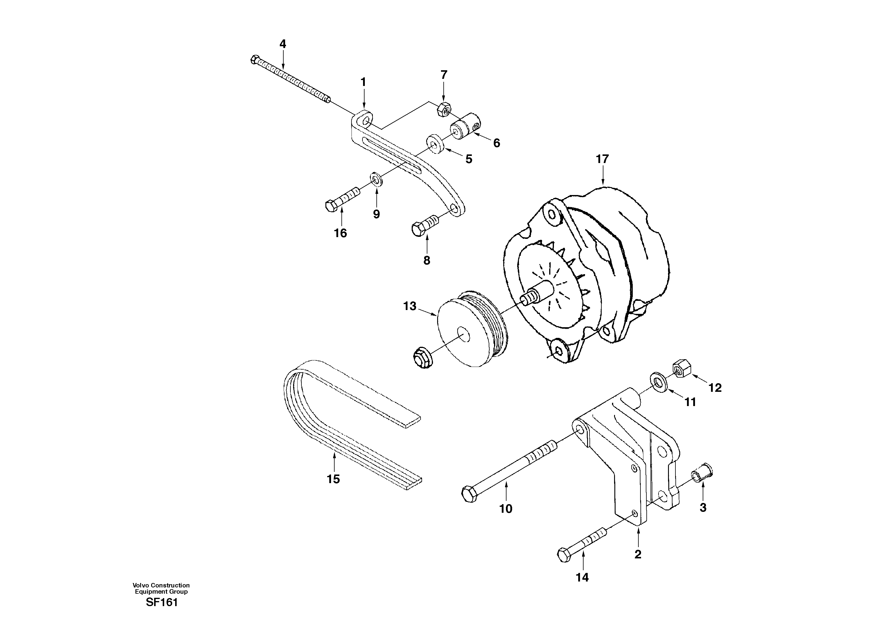 Alternator with assembling details — volvo parts diagram