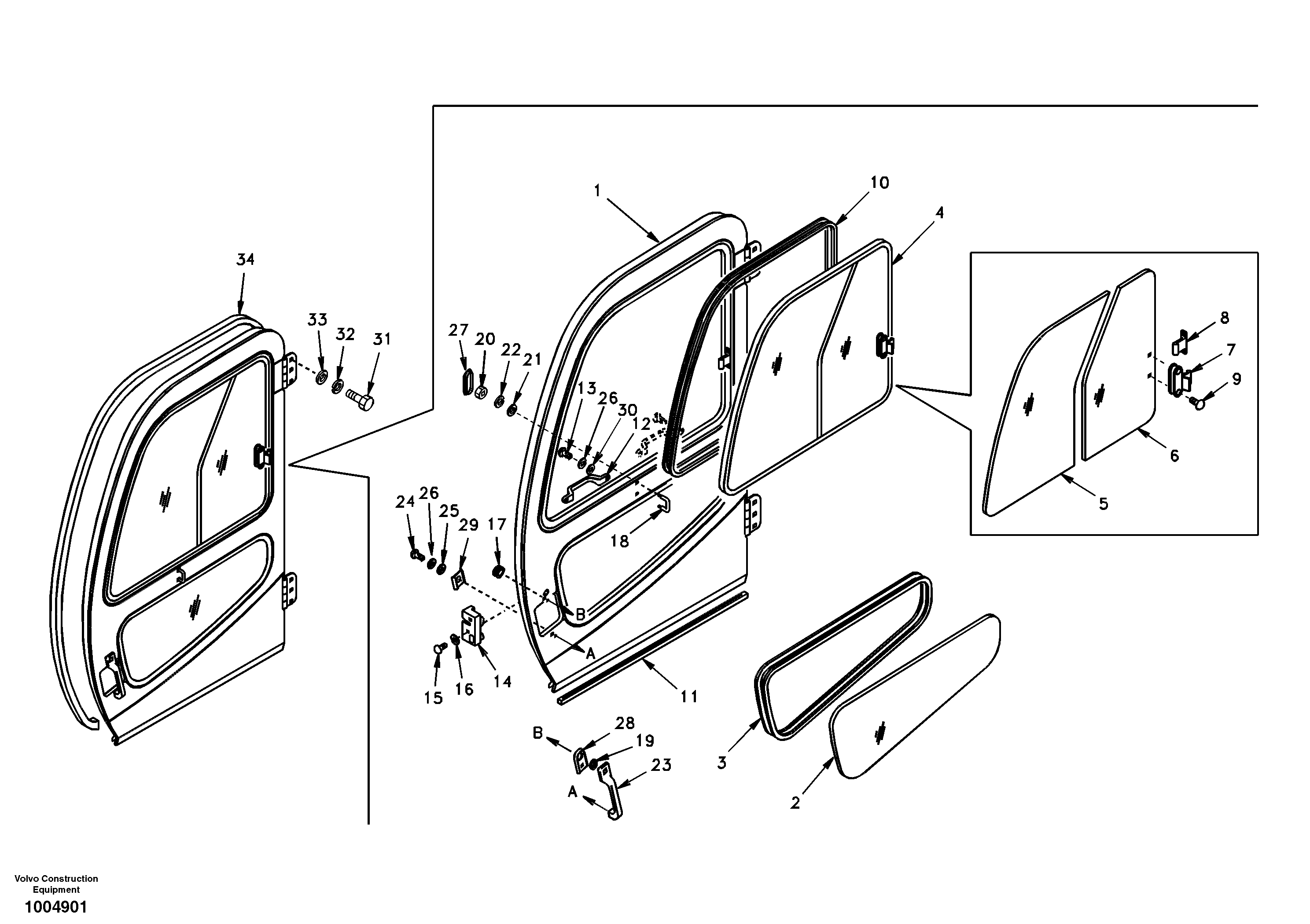 Door, operator's cab — volvo parts diagram