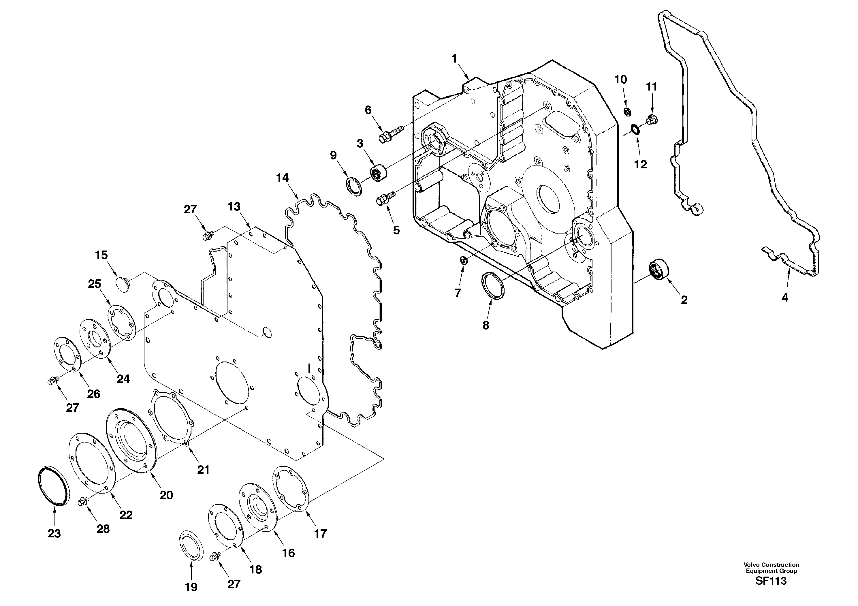 Timing gear casing — volvo parts diagram