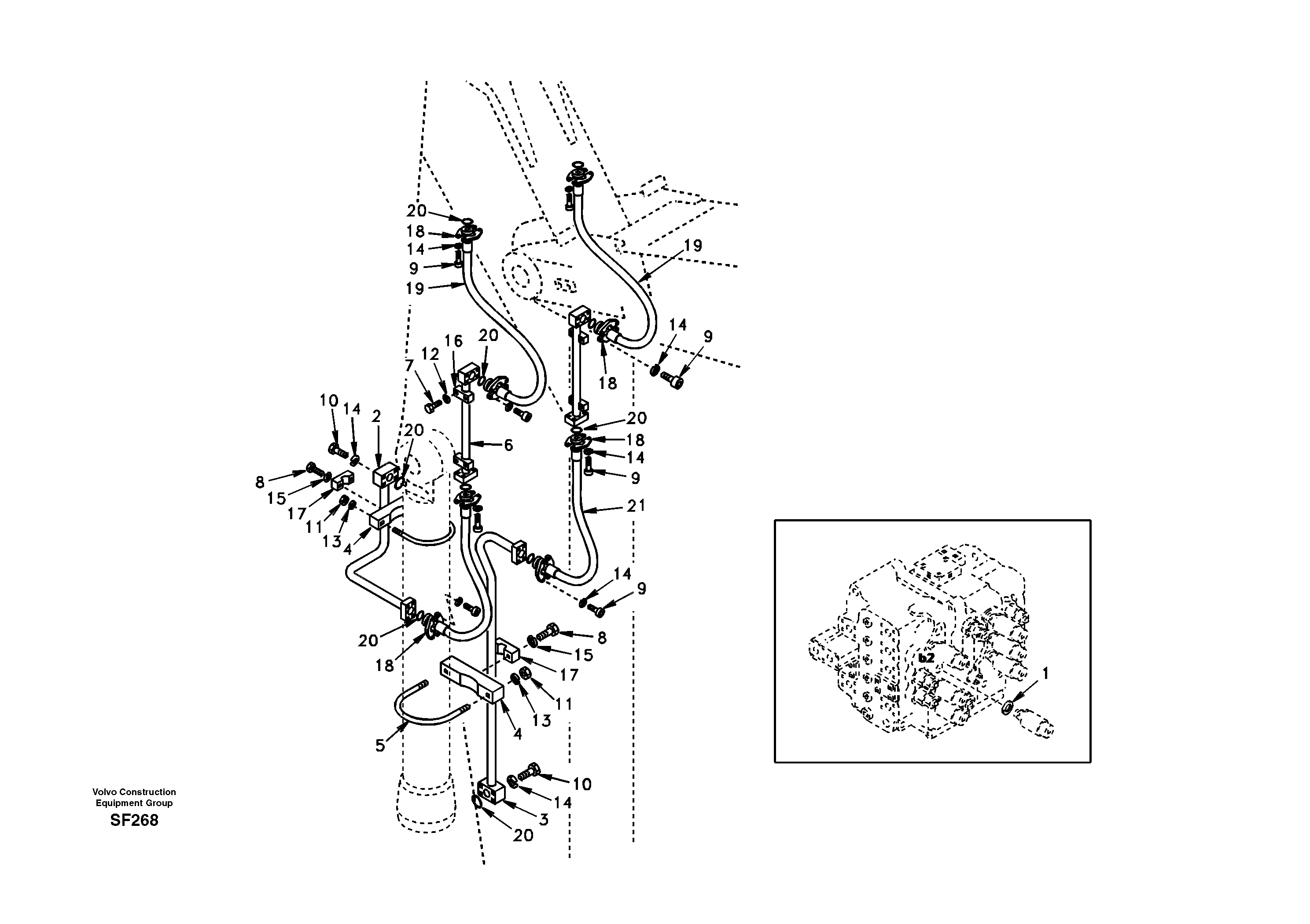 Working hydraulic, long dipper arm — volvo parts diagram