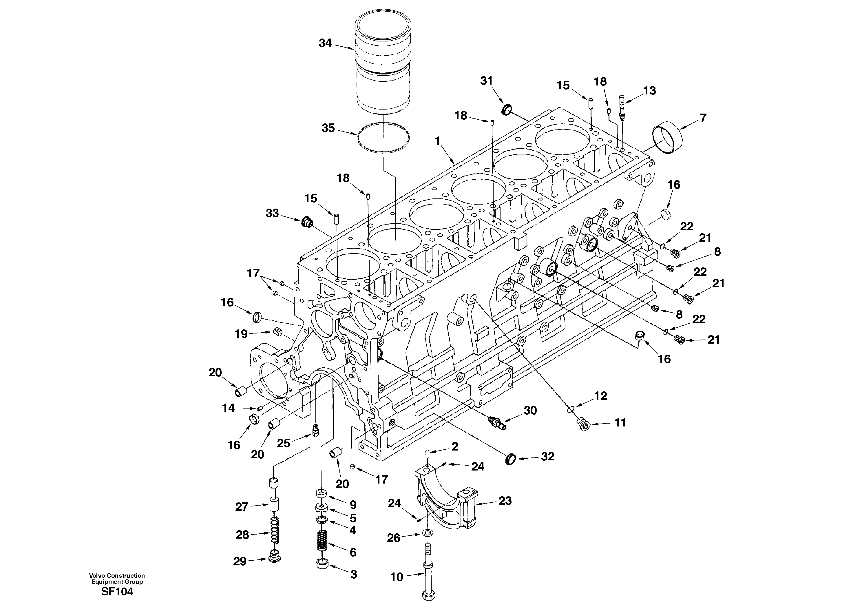 Cylinder block — volvo parts diagram