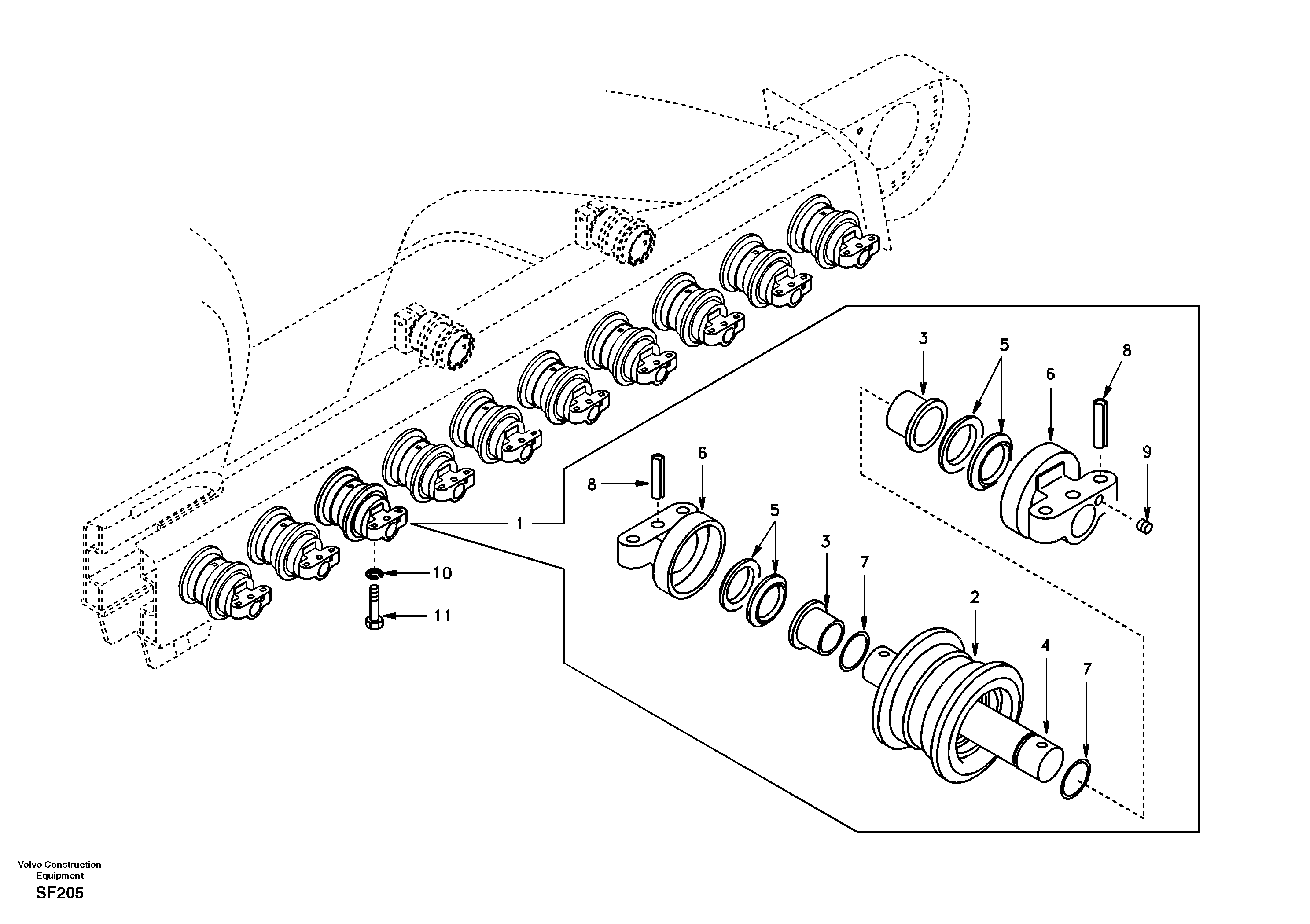 Bottom roller — volvo parts diagram