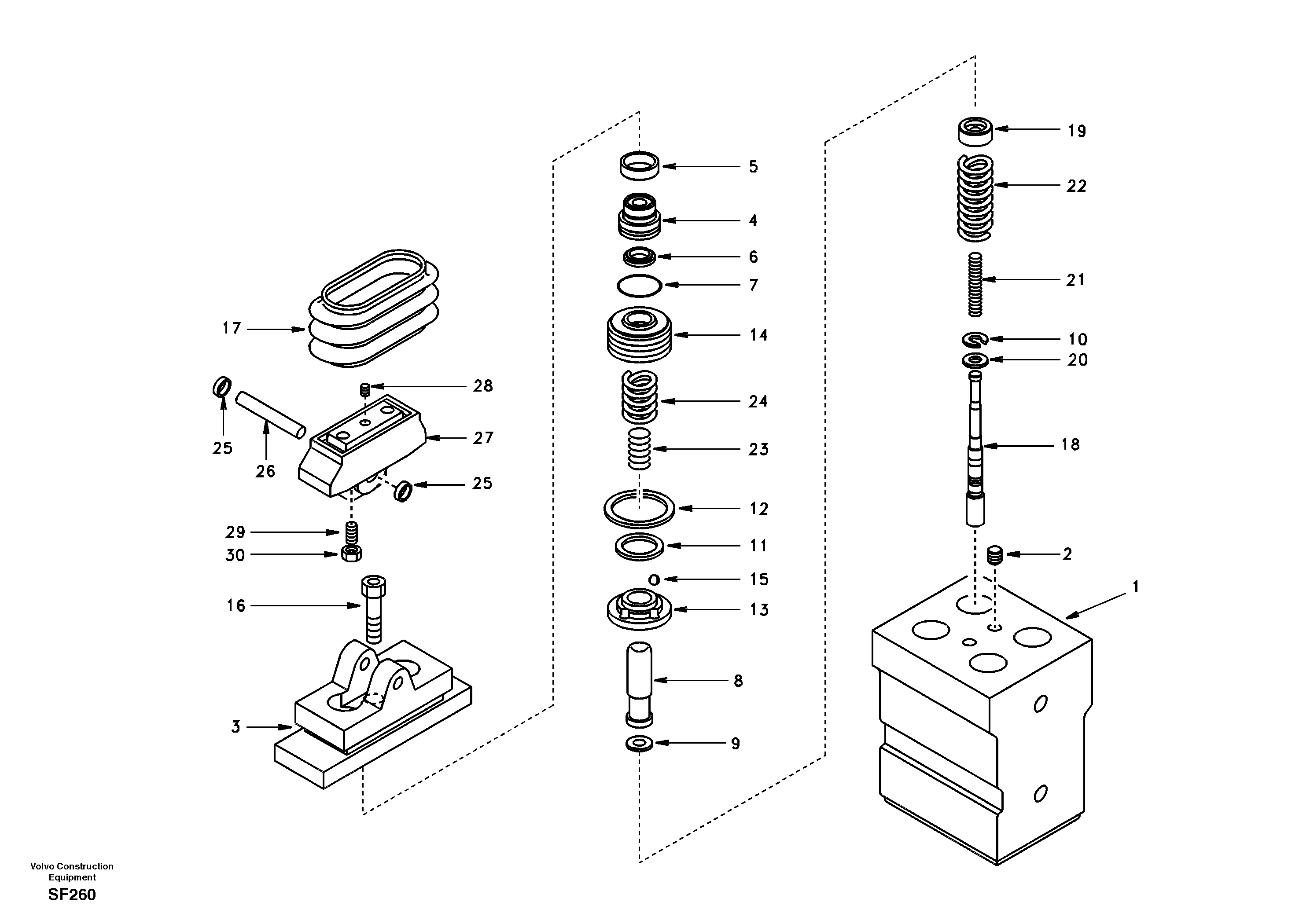 Remote control valve pedal, travel motor — volvo parts diagram