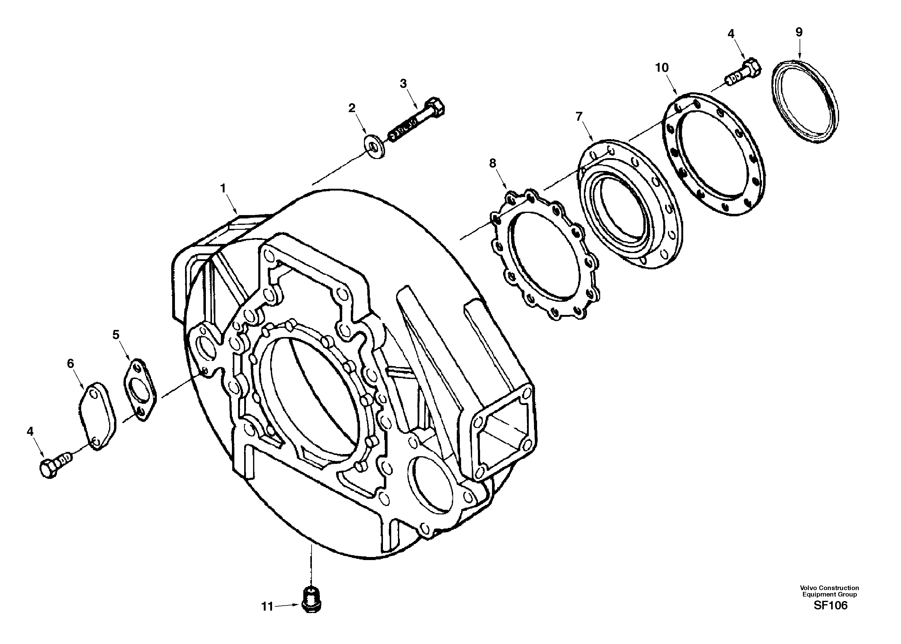 Flywheel housing — volvo parts diagram
