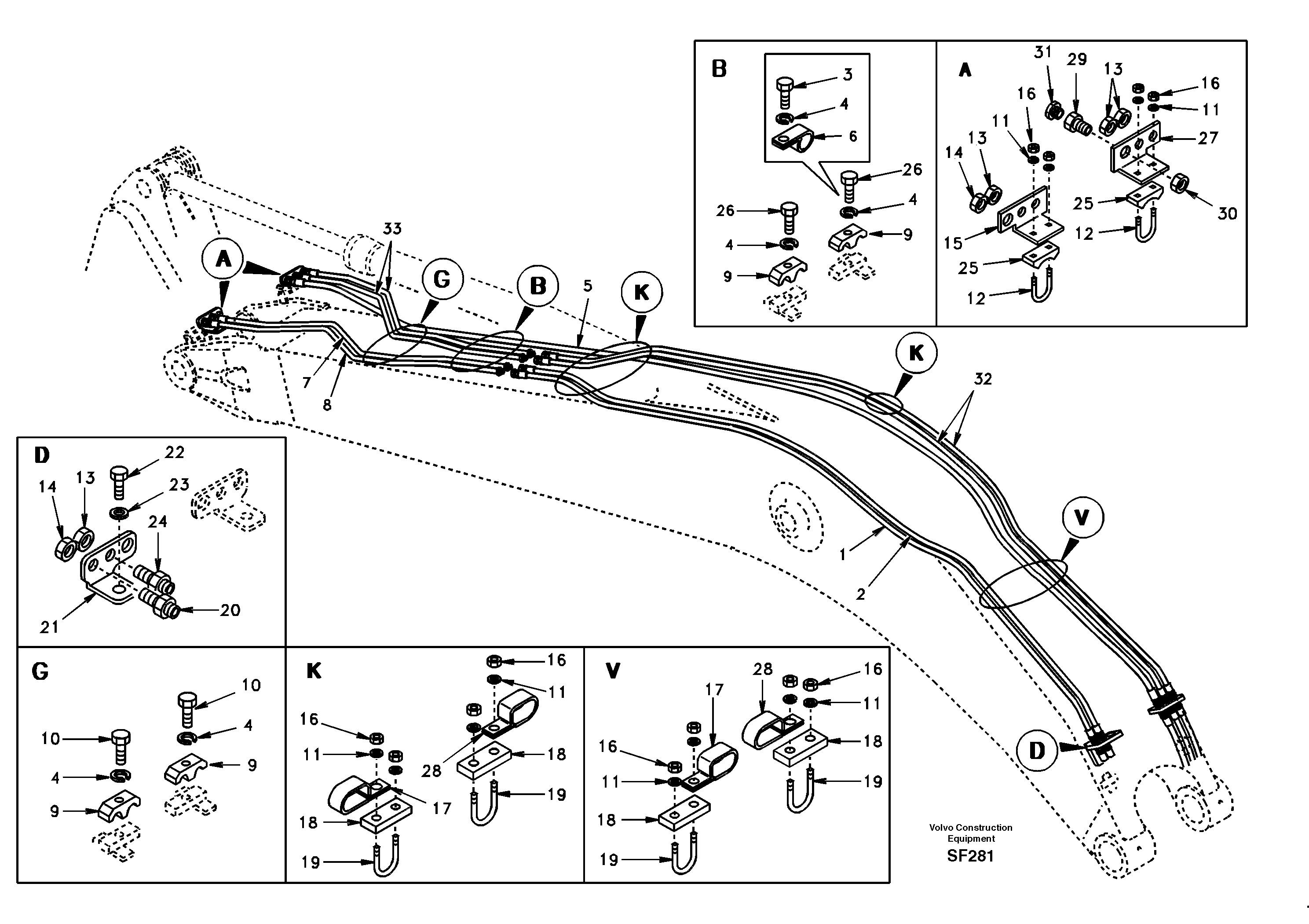 Quickfit and rotator hydraulic boom — volvo parts diagram
