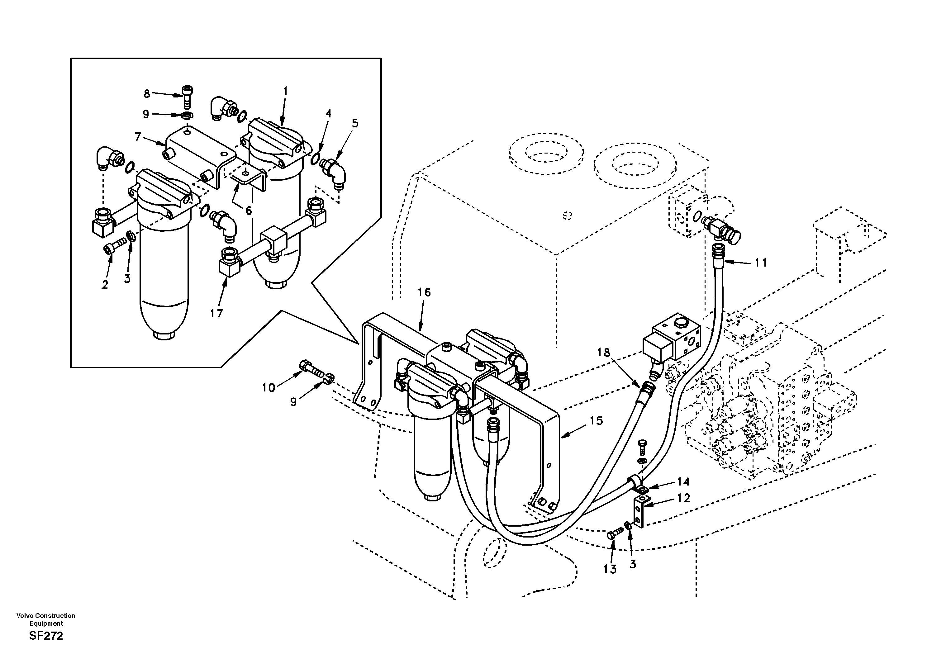 Working hydraulic, hammer and shear for return filter — volvo parts diagram