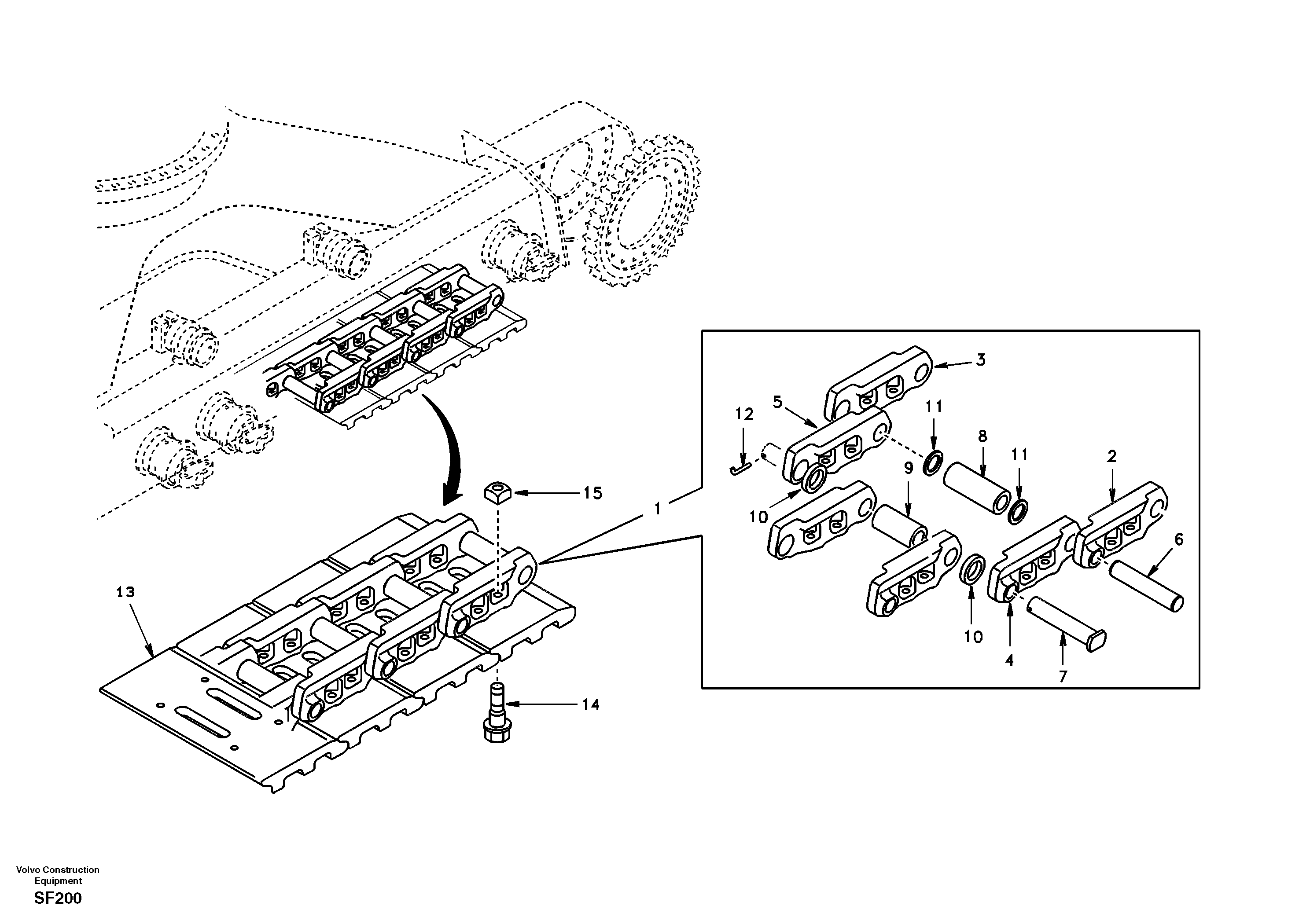 Undercarriage, track with shoes — volvo parts diagram