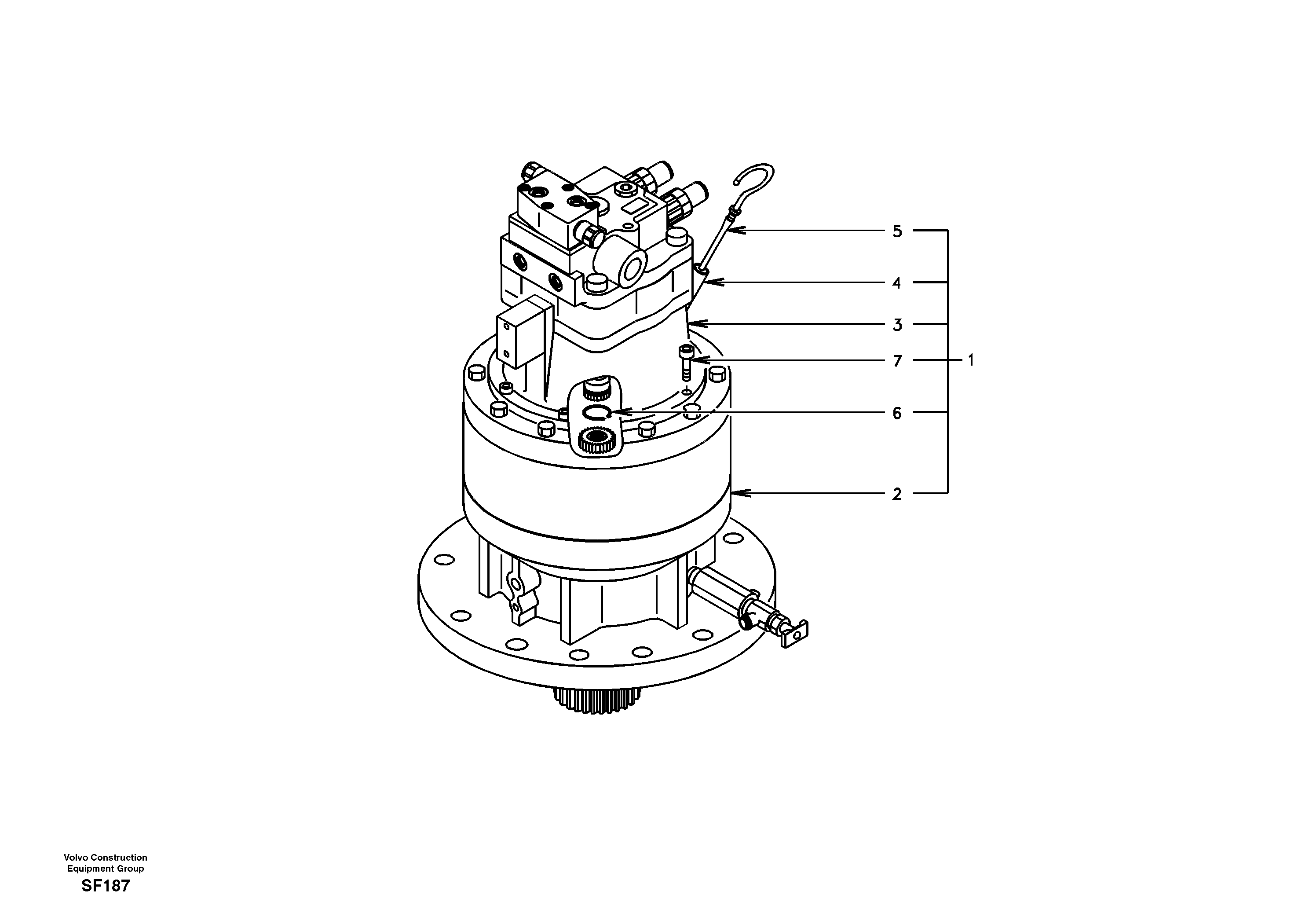 Swing motor with mounting parts — volvo parts diagram