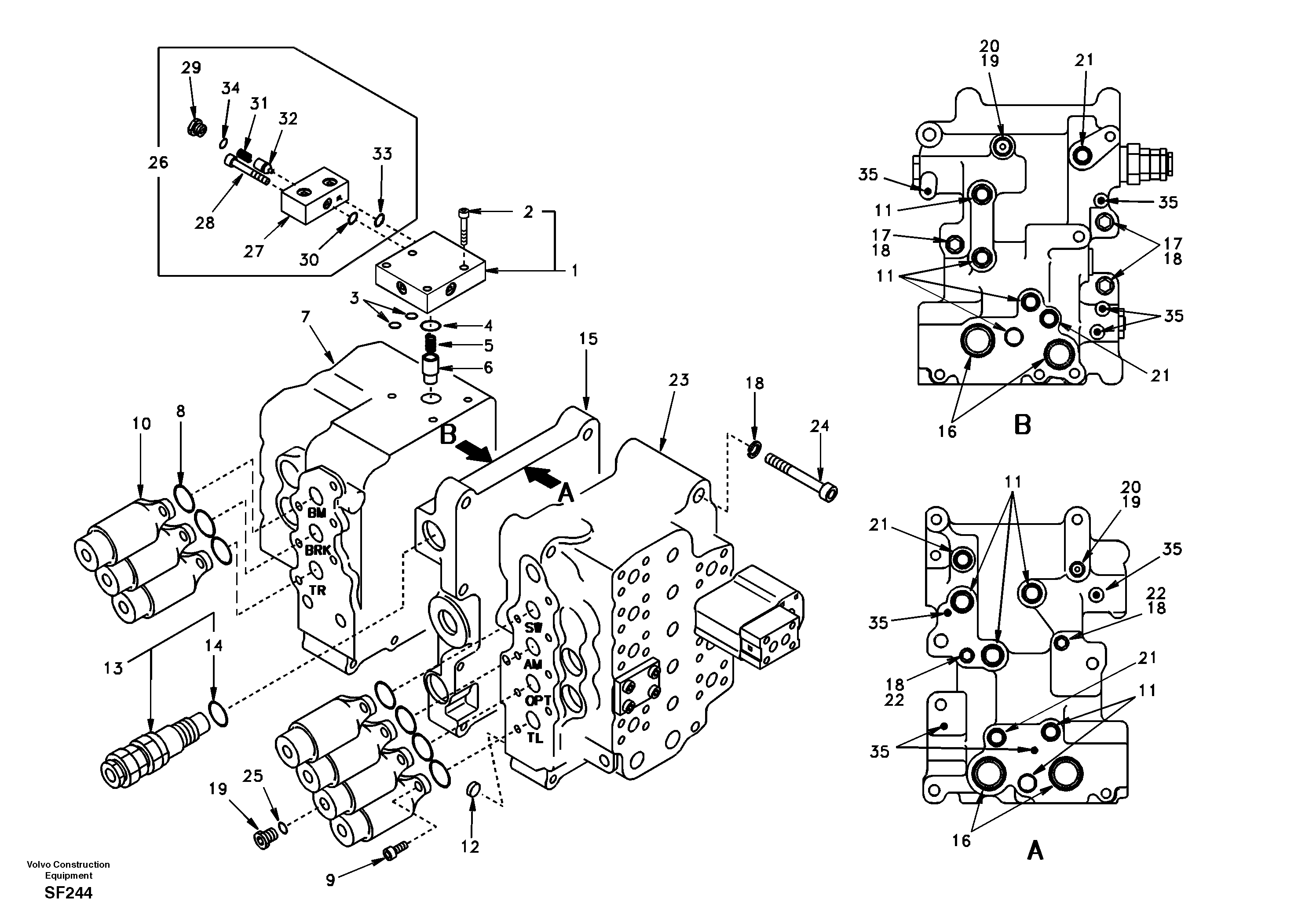 Control valve with fitting parts. — volvo parts diagram