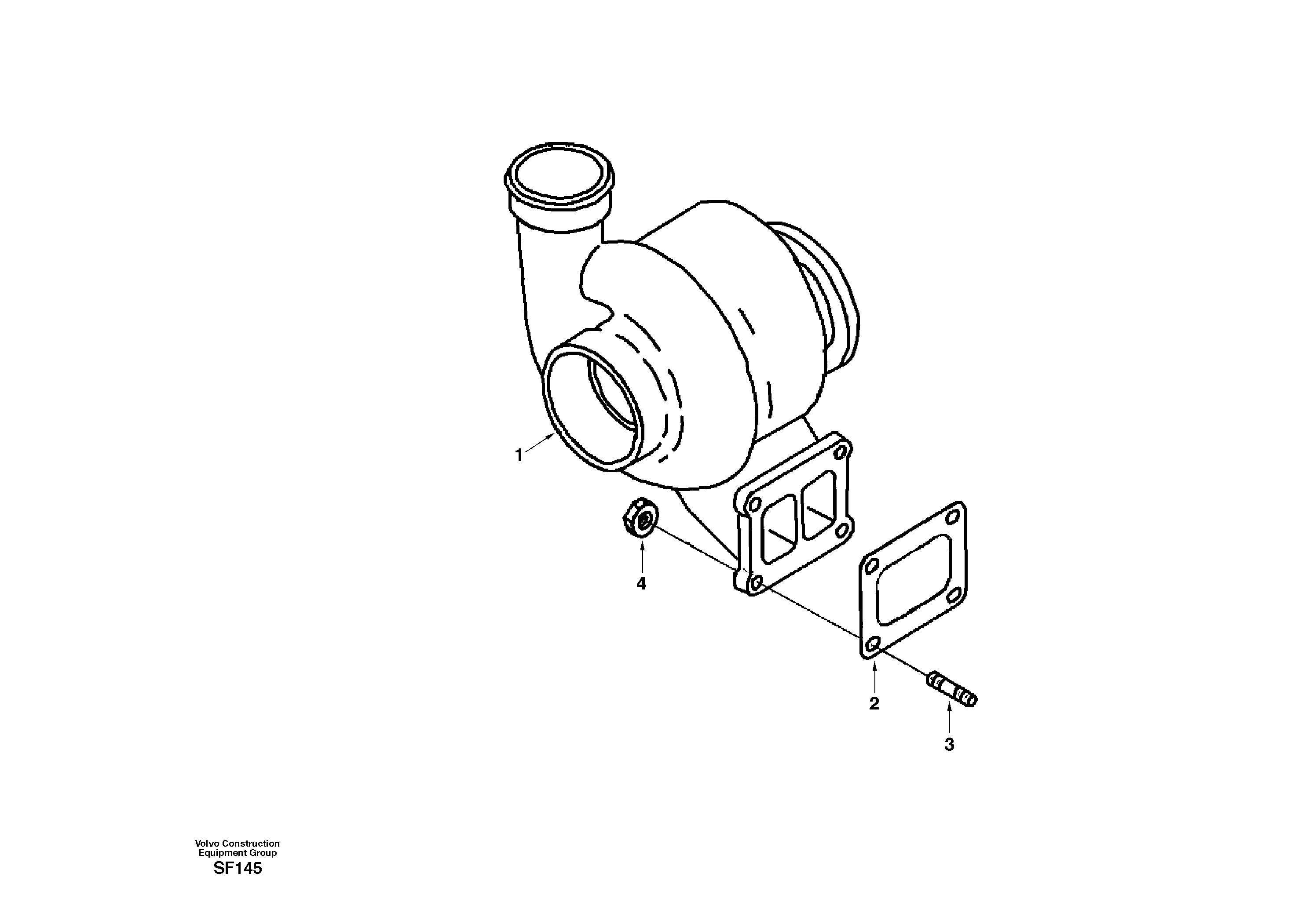Turbocharger with fitting parts — volvo parts diagram