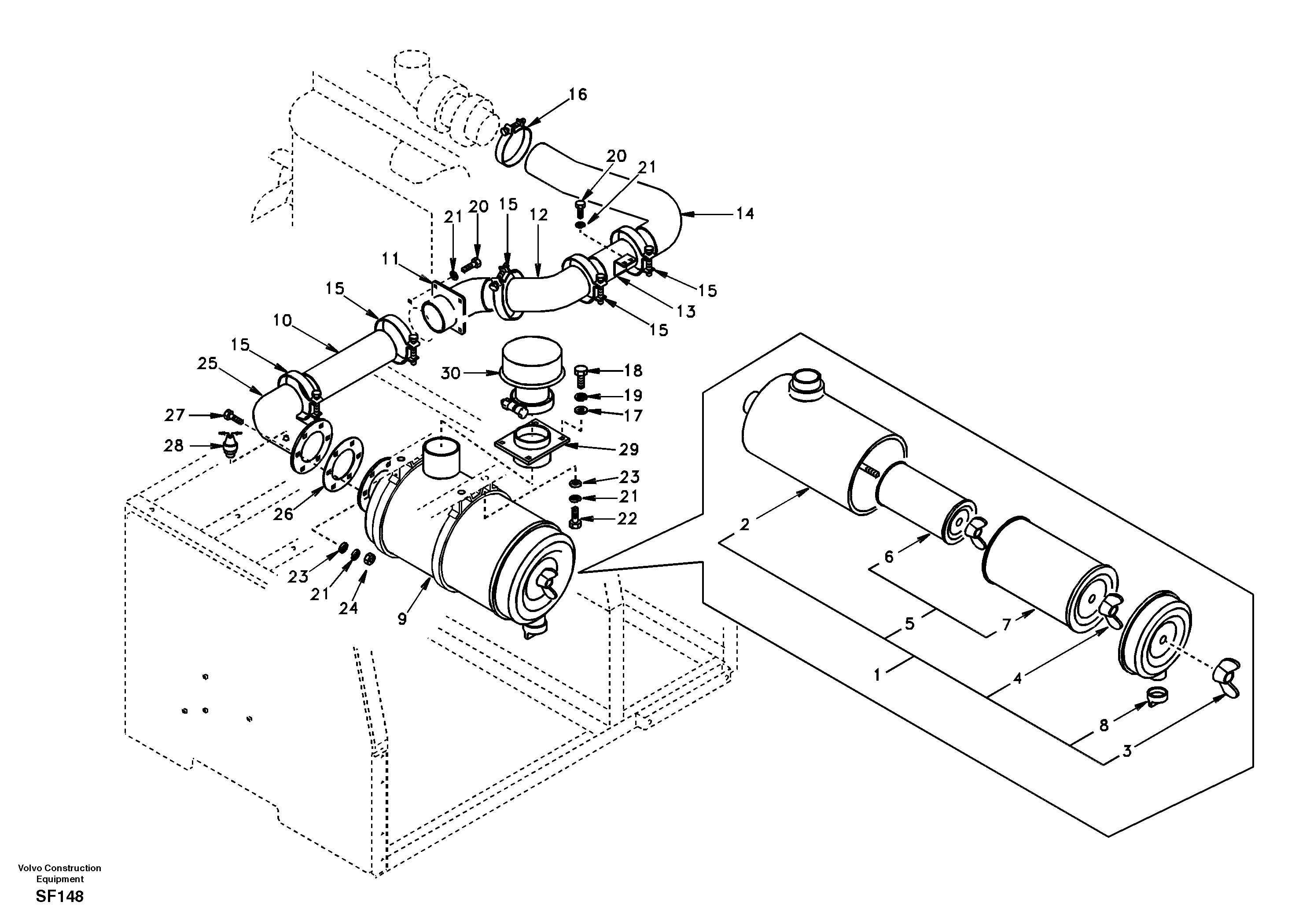 Inlet system, pre-cleaner — volvo parts diagram