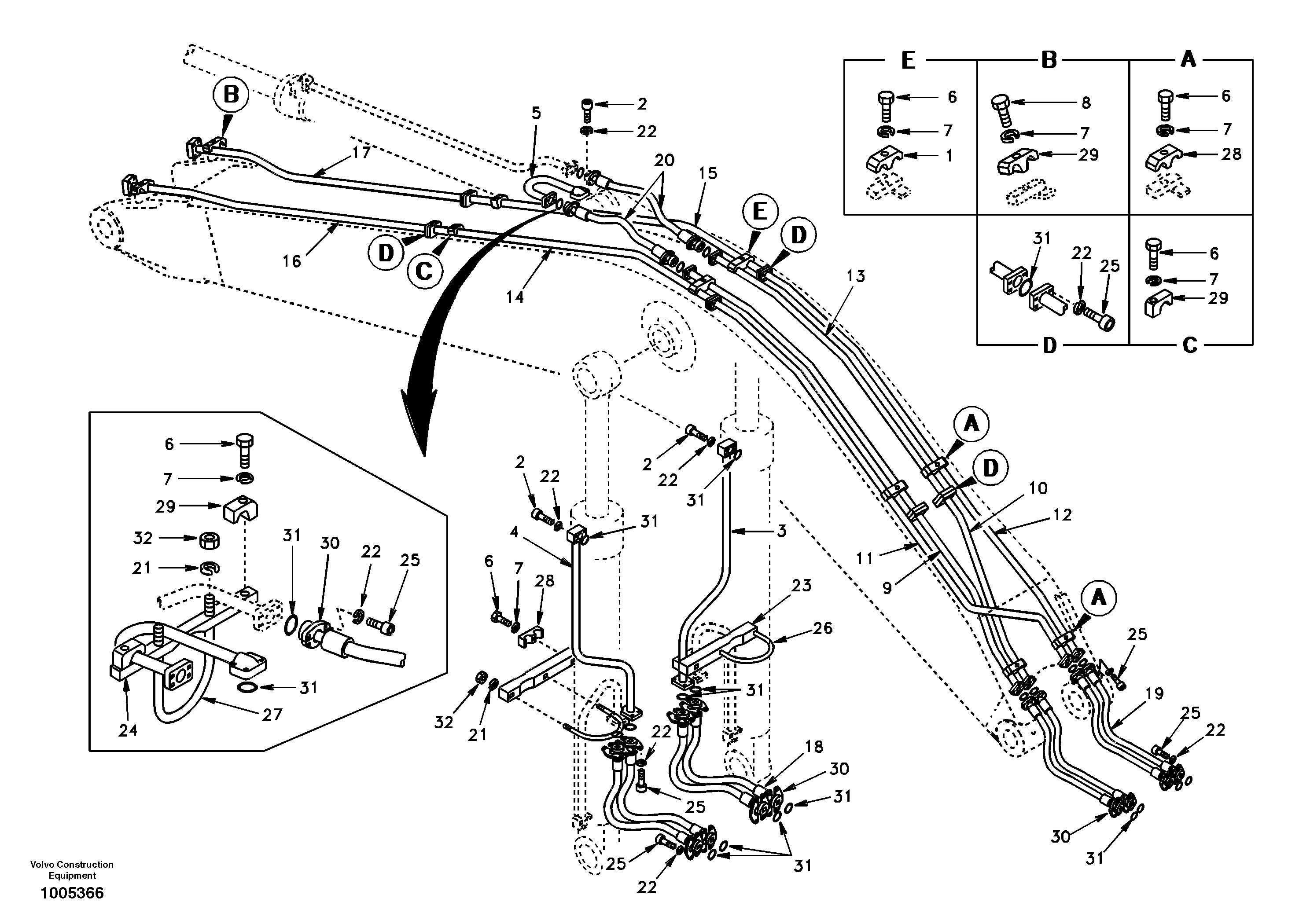 Working hydraulic, boom — volvo parts diagram
