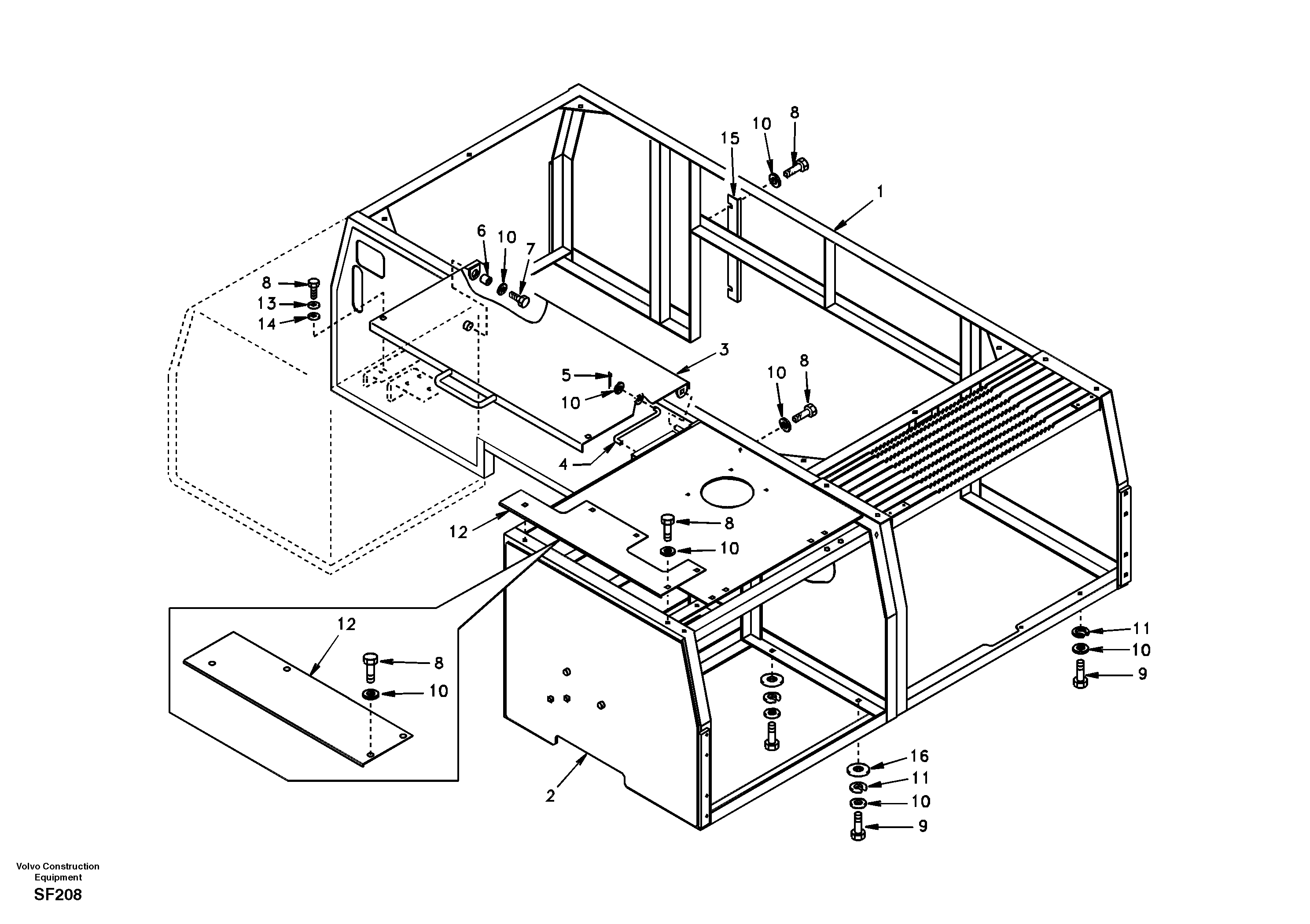 Cowl frame, cover and hood — volvo parts diagram