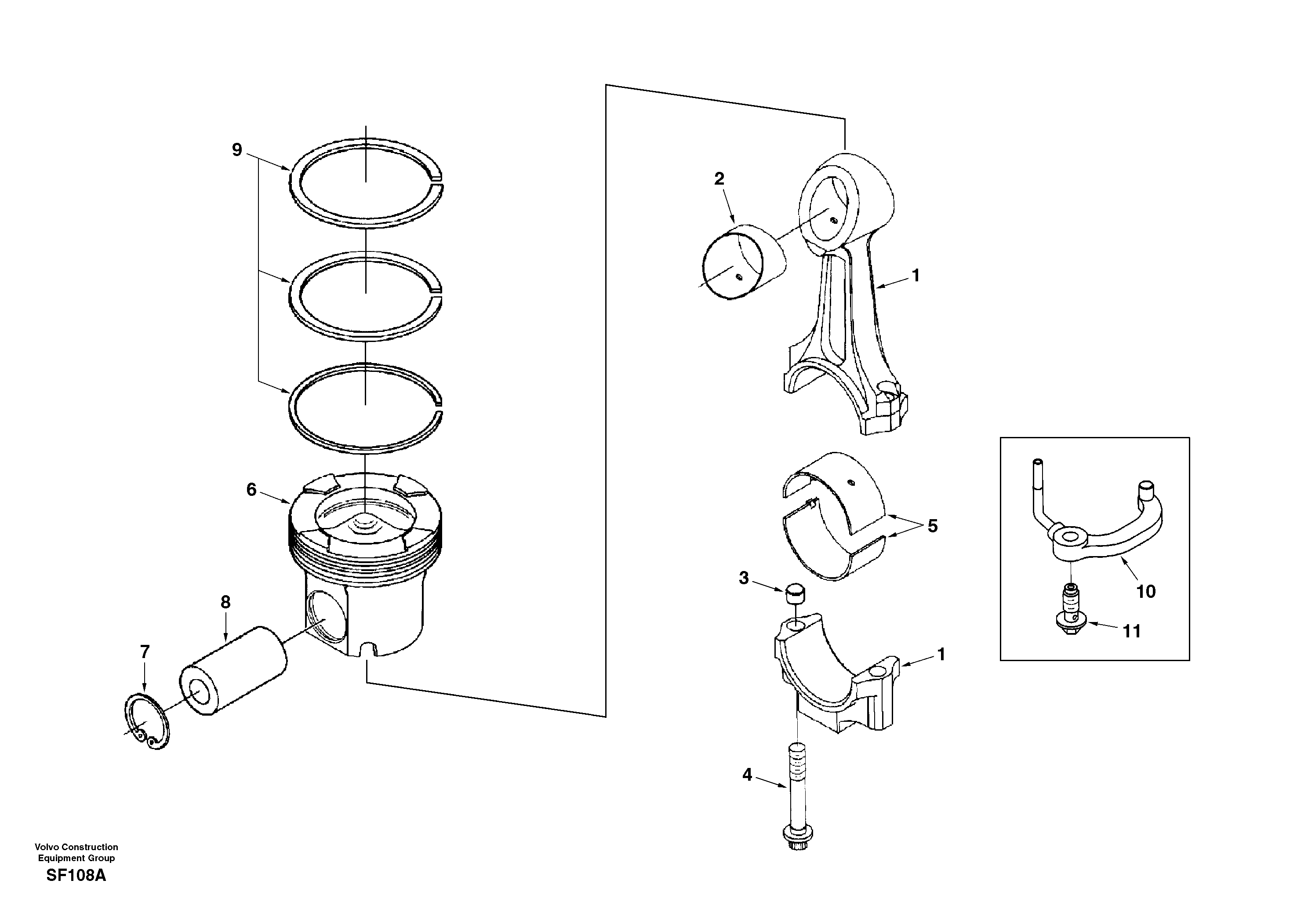 Connecting rod and piston — volvo parts diagram