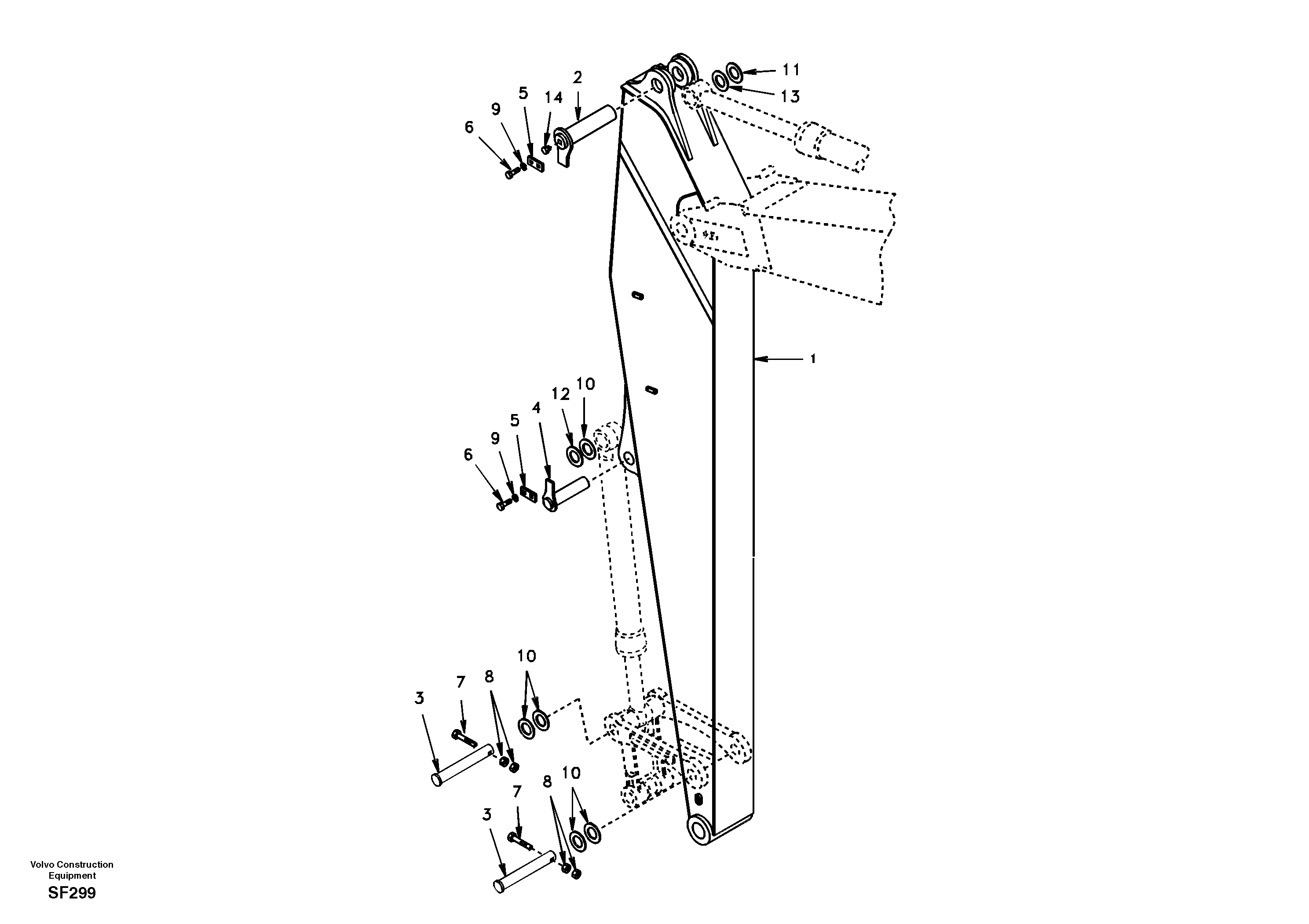 Links to dipper arm, super long — volvo parts diagram