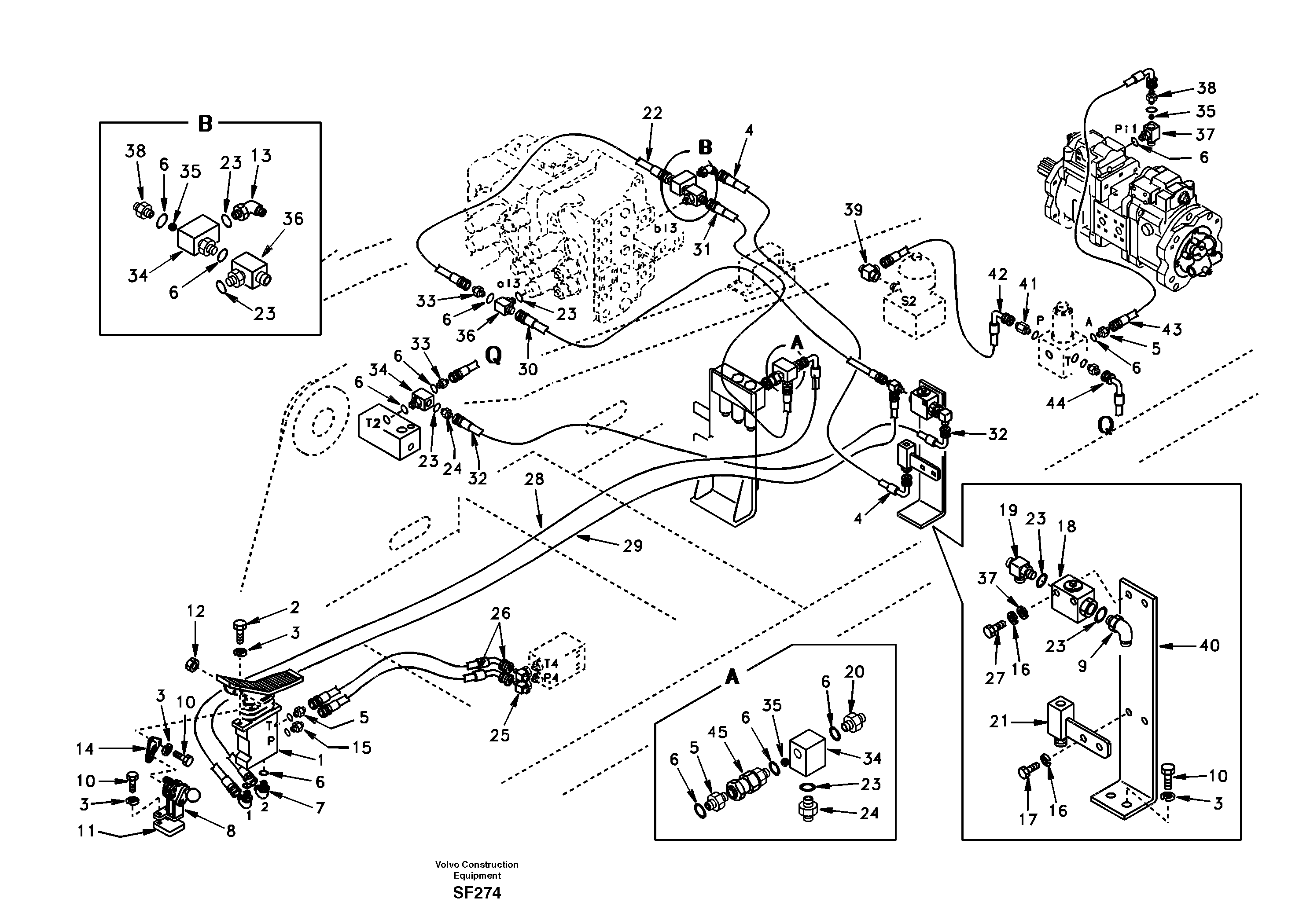 Working hydraulic, hammer and shear for 1st pump flow — volvo parts diagram